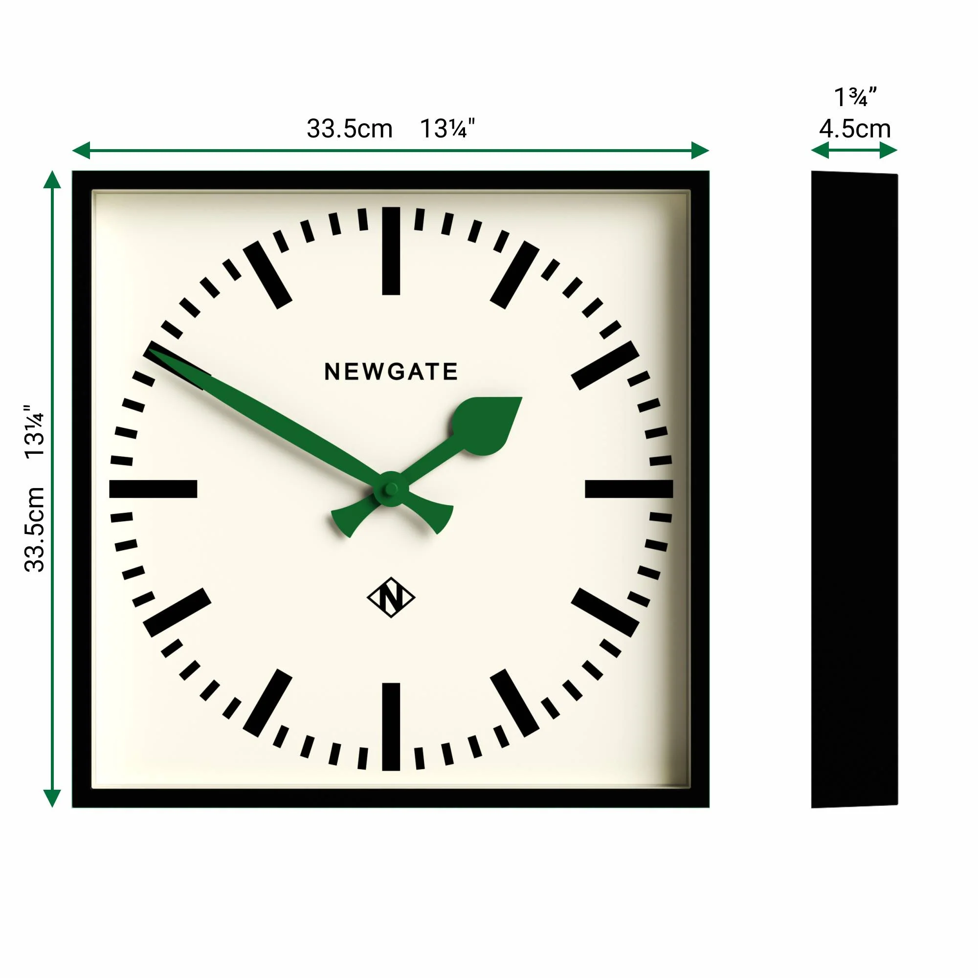 Newgate Number Five Railway wall clock in black and green - Image 4