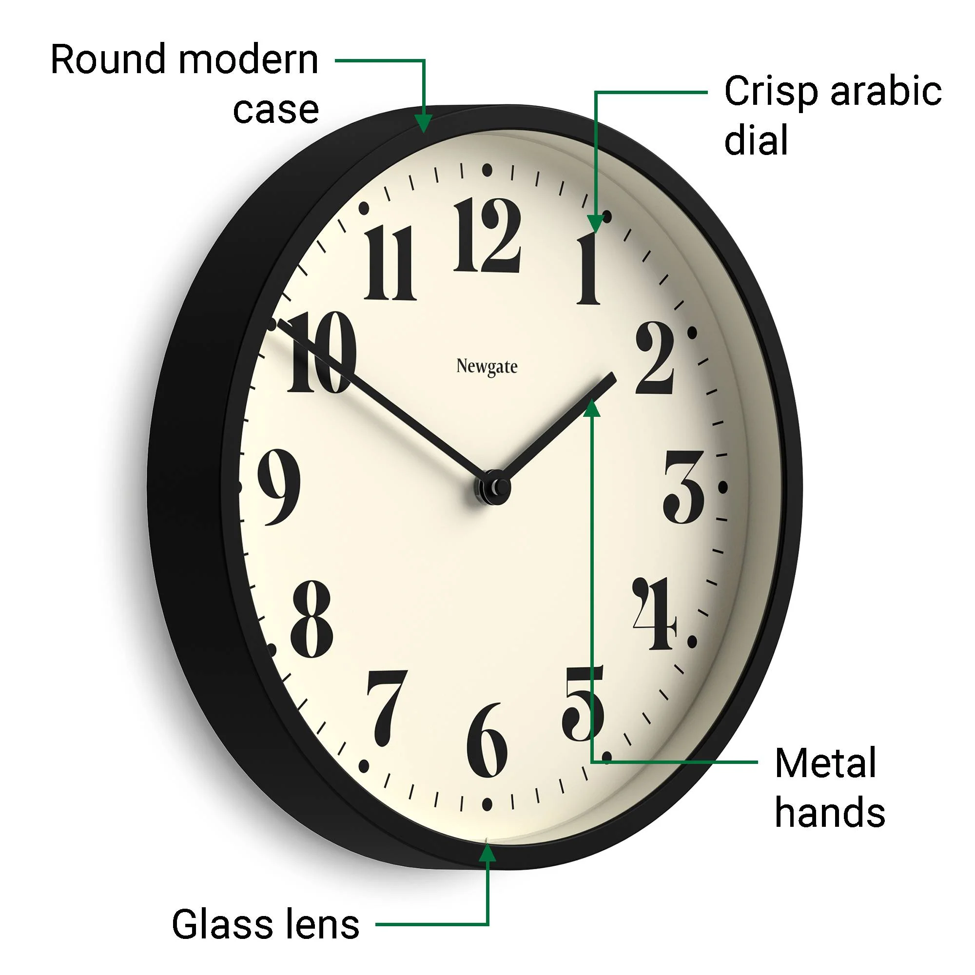 Newgate Number Four wall clock in black - Image 6