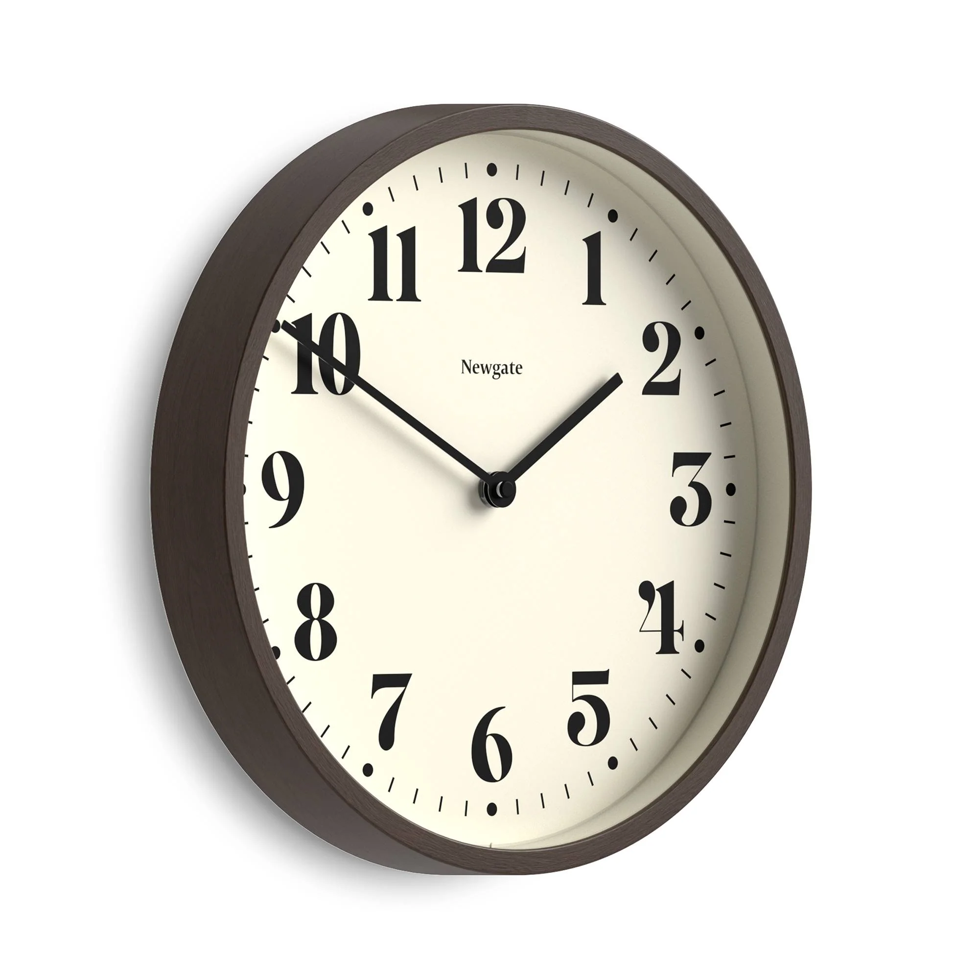 Newgate Number Four wall clock in dark faux wood - Image 2