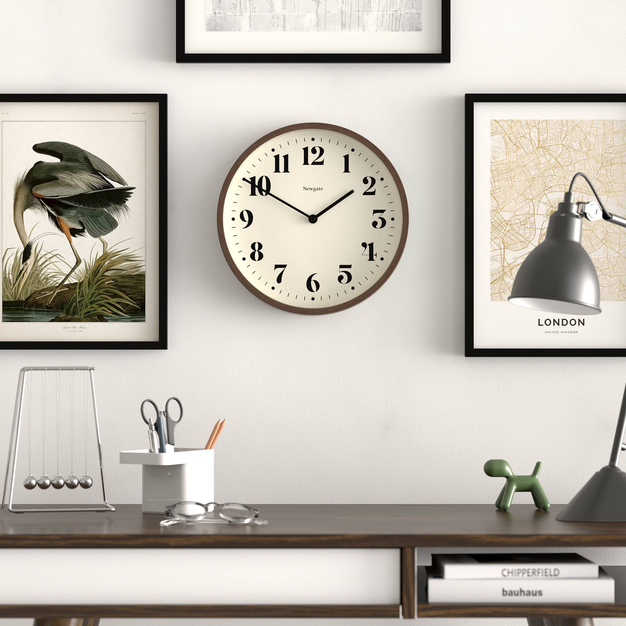 Newgate Number Four wall clock in dark faux wood - Image 3