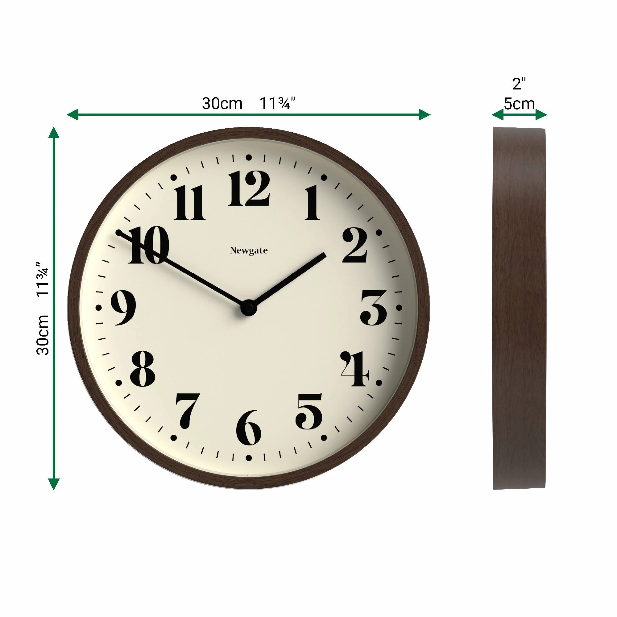 Newgate Number Four wall clock in dark faux wood - Image 4
