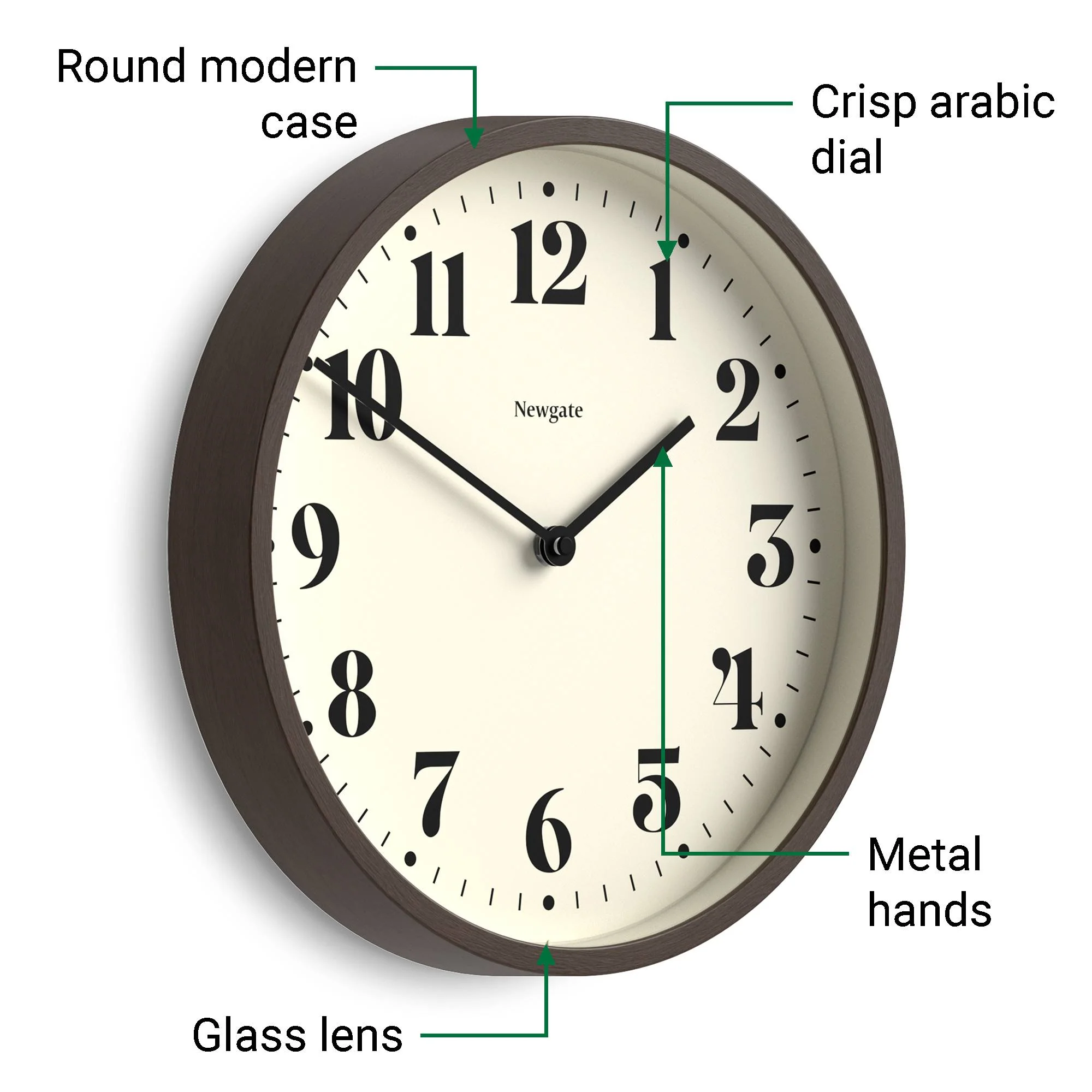 Newgate Number Four wall clock in dark faux wood - Image 6
