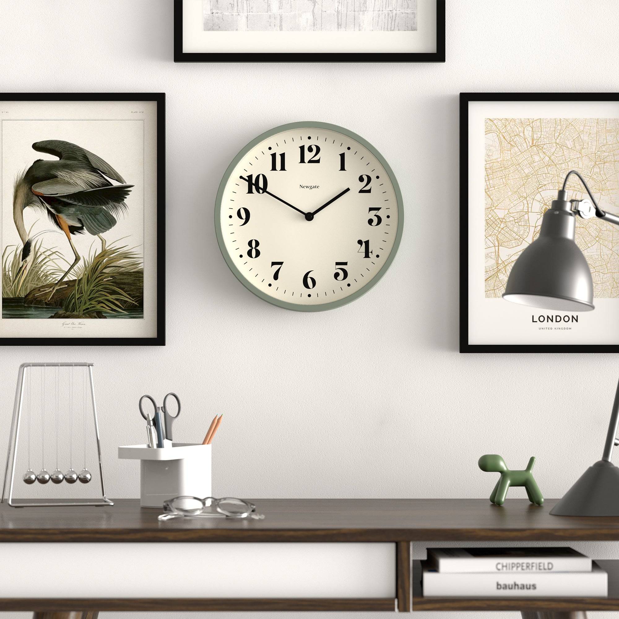 Newgate Number Four wall clock in asparagus green - Image 3