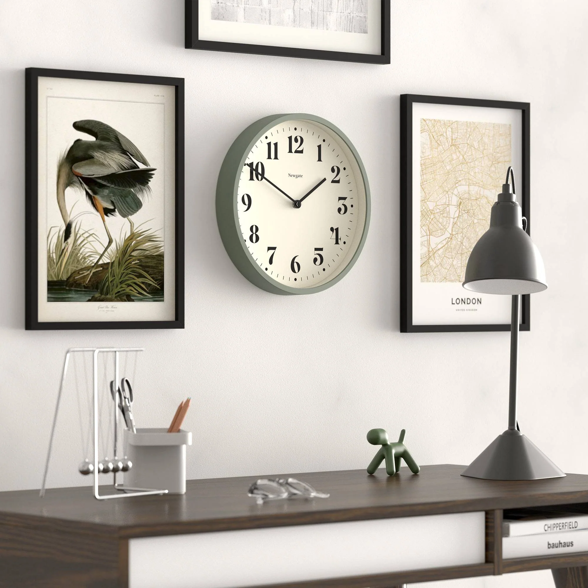Newgate Number Four wall clock in asparagus green - Image 5