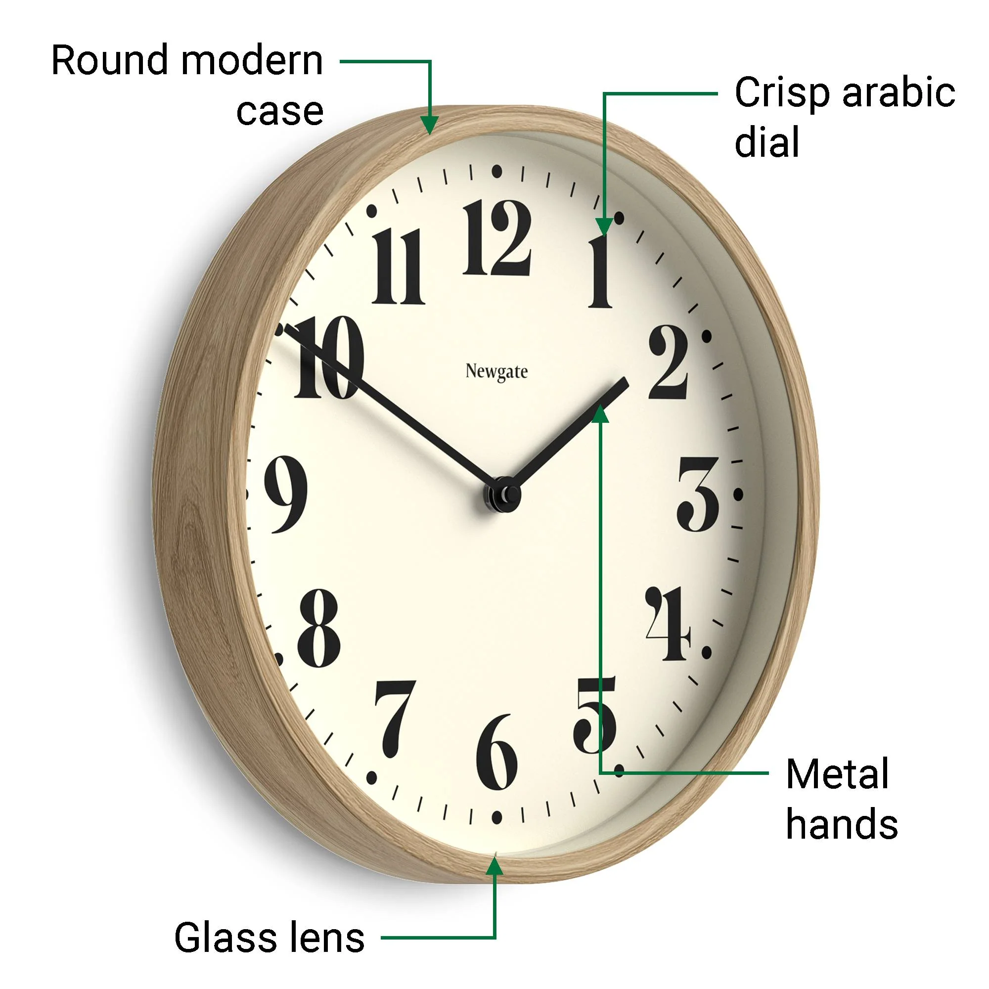 Newgate Number Four wall clock in medium faux wood - Image 6
