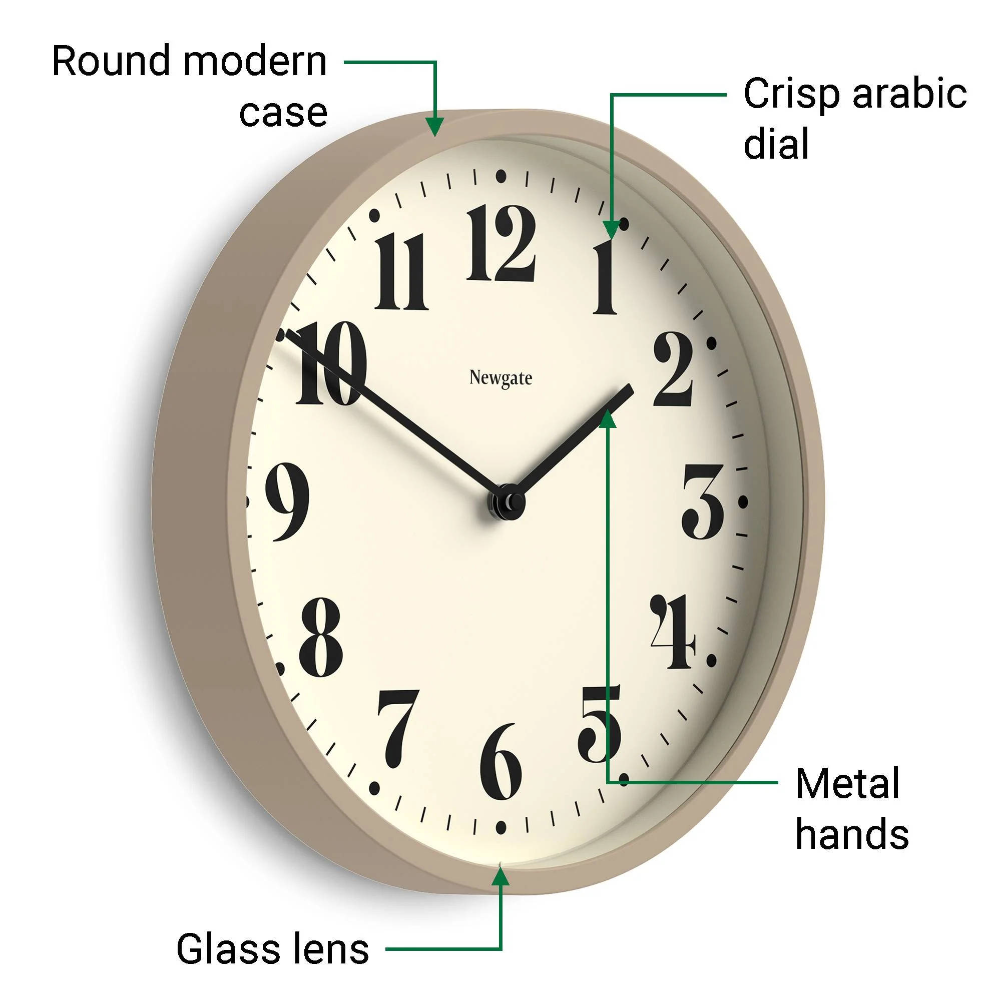 Newgate Number Four wall clock in stone grey - Image 6