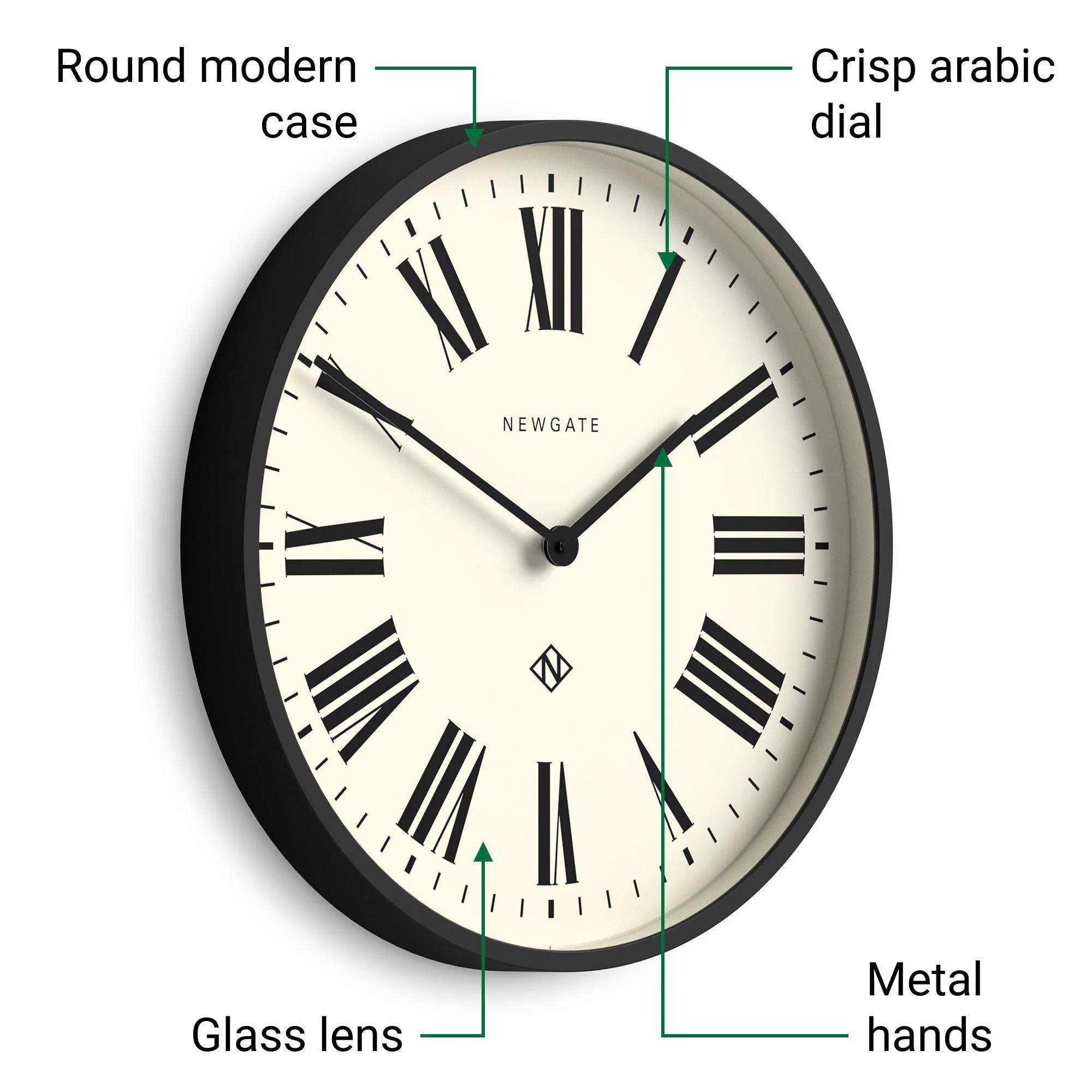 Newgate Number Two Italian wall clock in black - Image 6