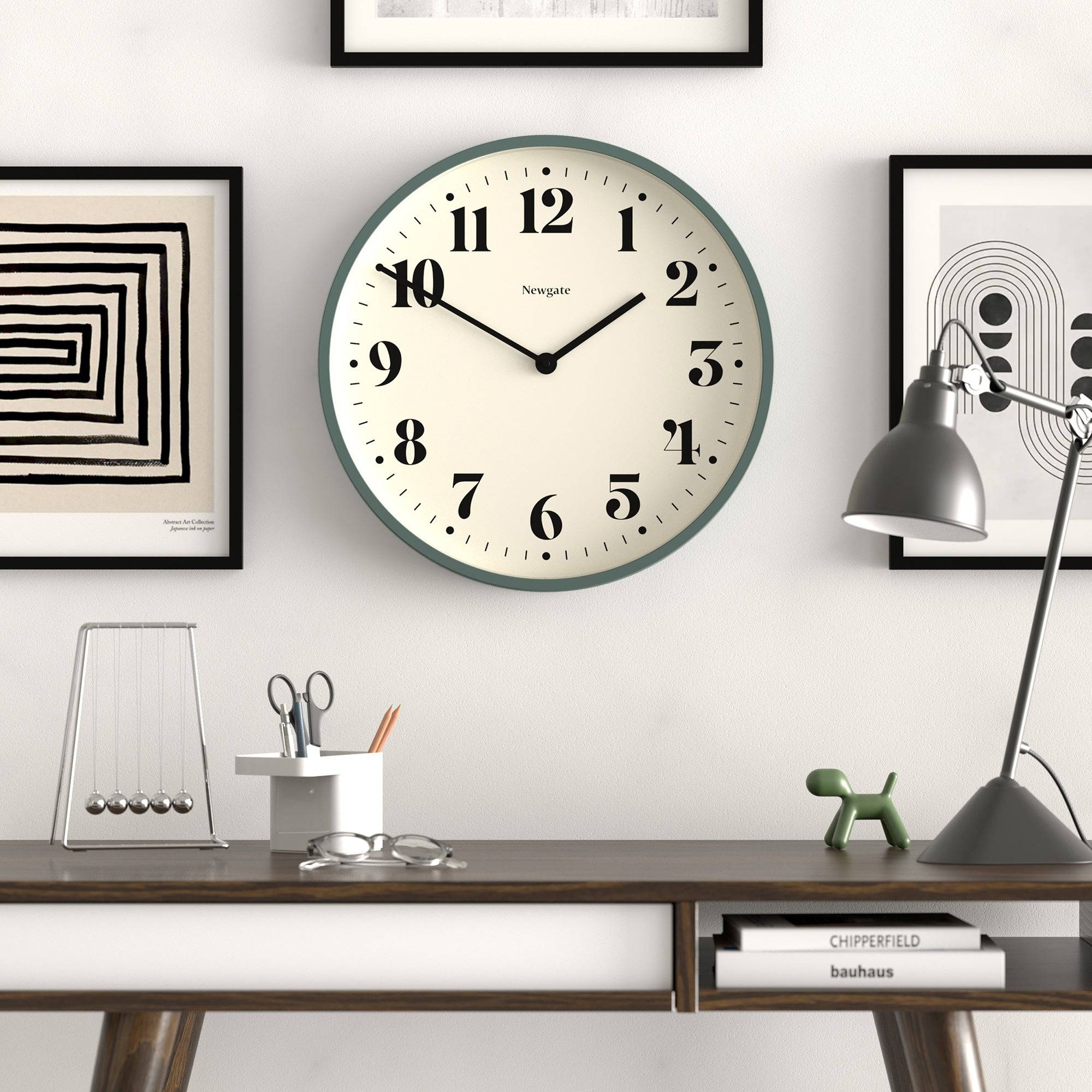 Newgate Number Two wall clock in asparagus green - Image 3