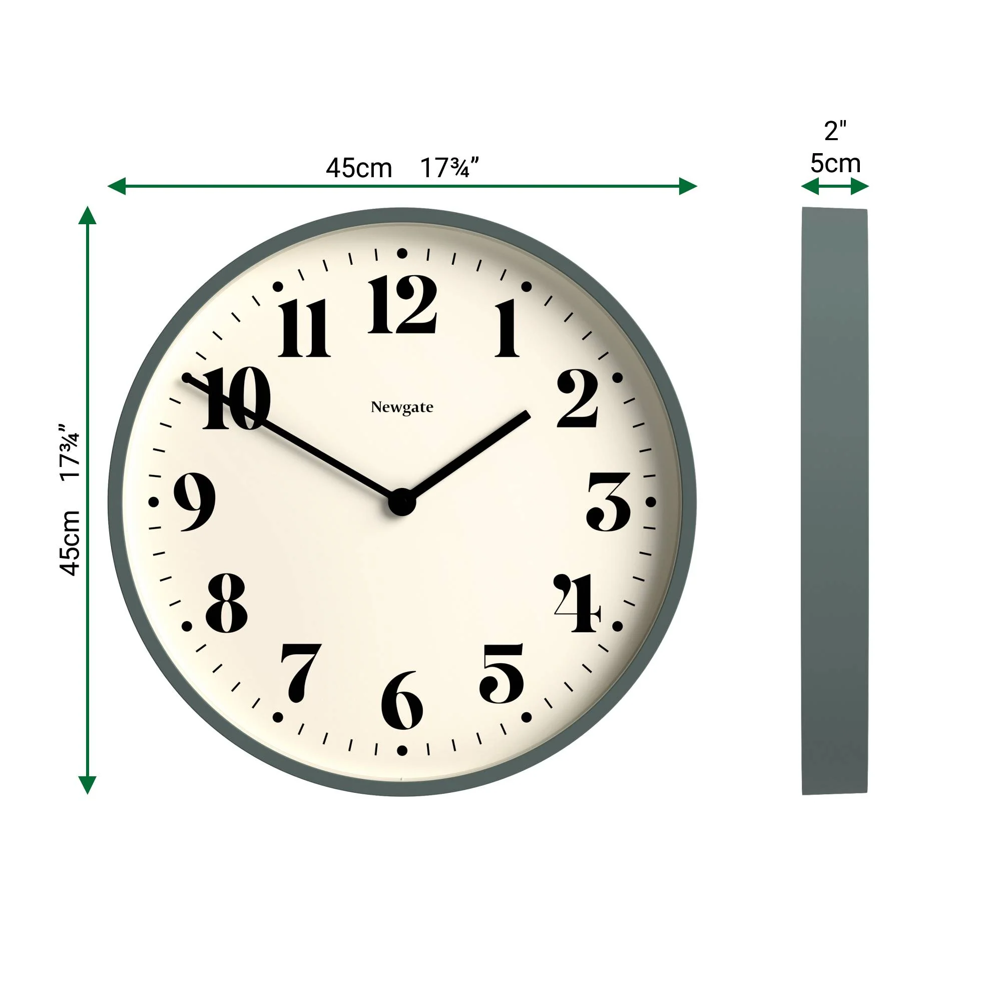 Newgate Number Two wall clock in asparagus green - Image 4