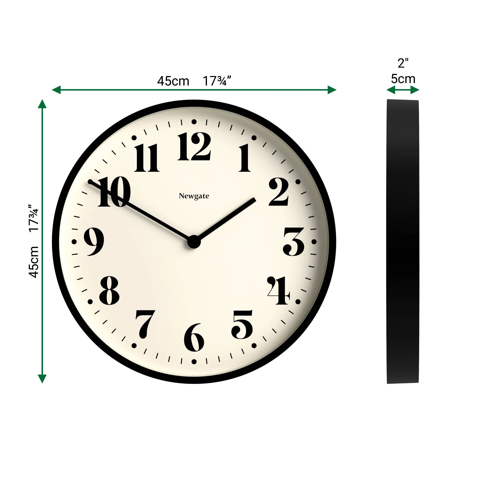 Newgate Number Two wall clock in black - Image 4