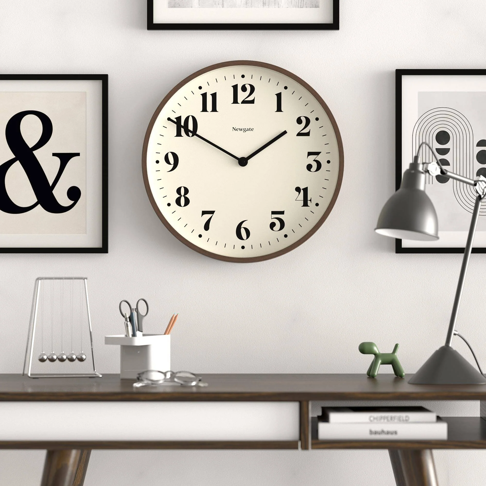 Newgate Number Two wall clock in faux dark wood - Image 3