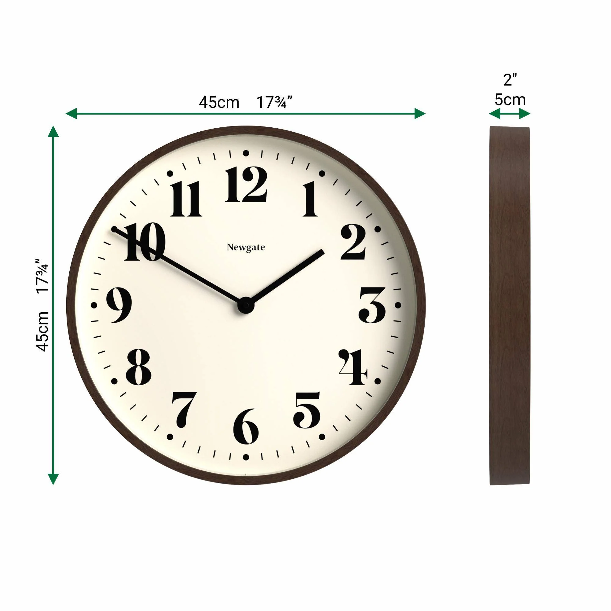 Newgate Number Two wall clock in faux dark wood - Image 4