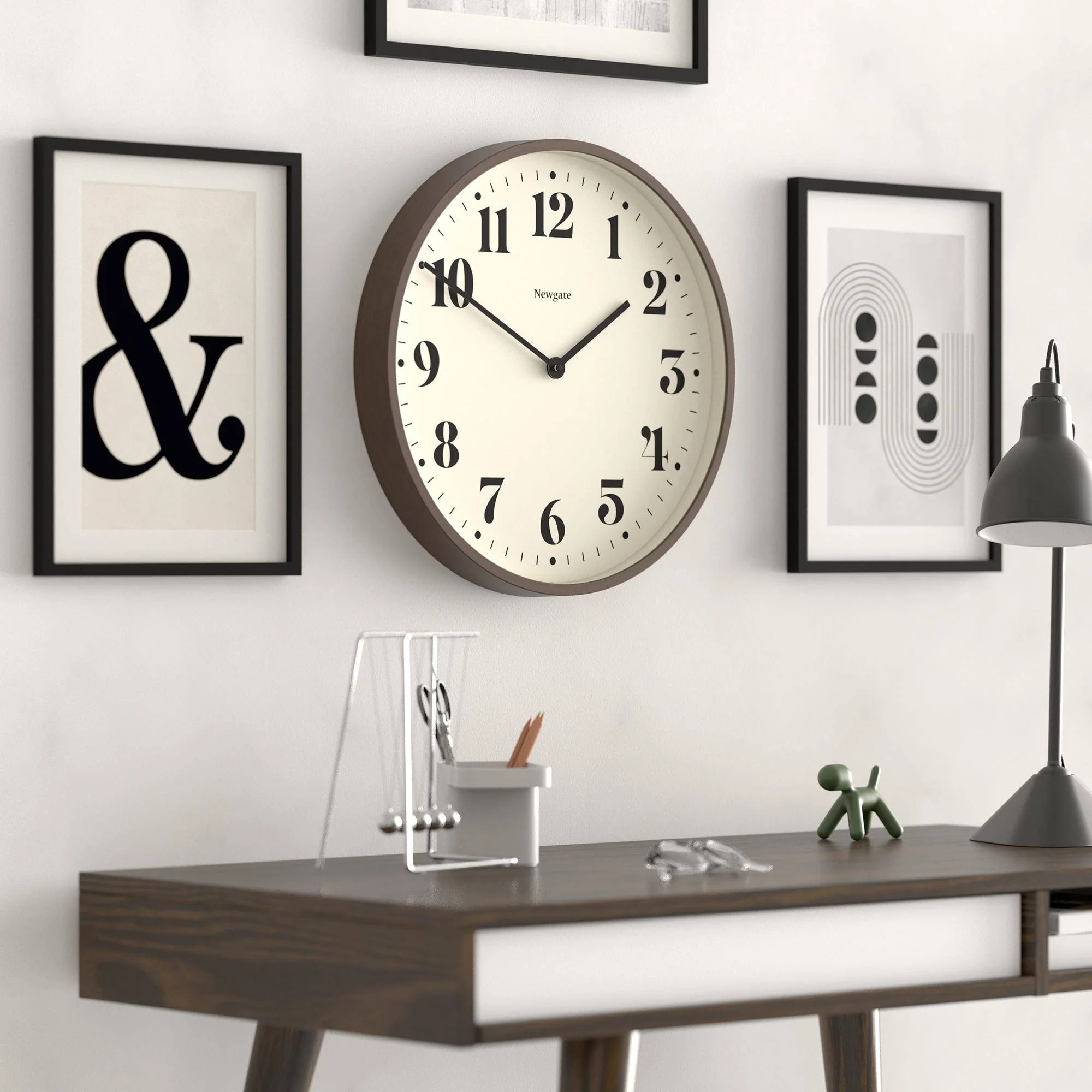 Newgate Number Two wall clock in faux dark wood - Image 5