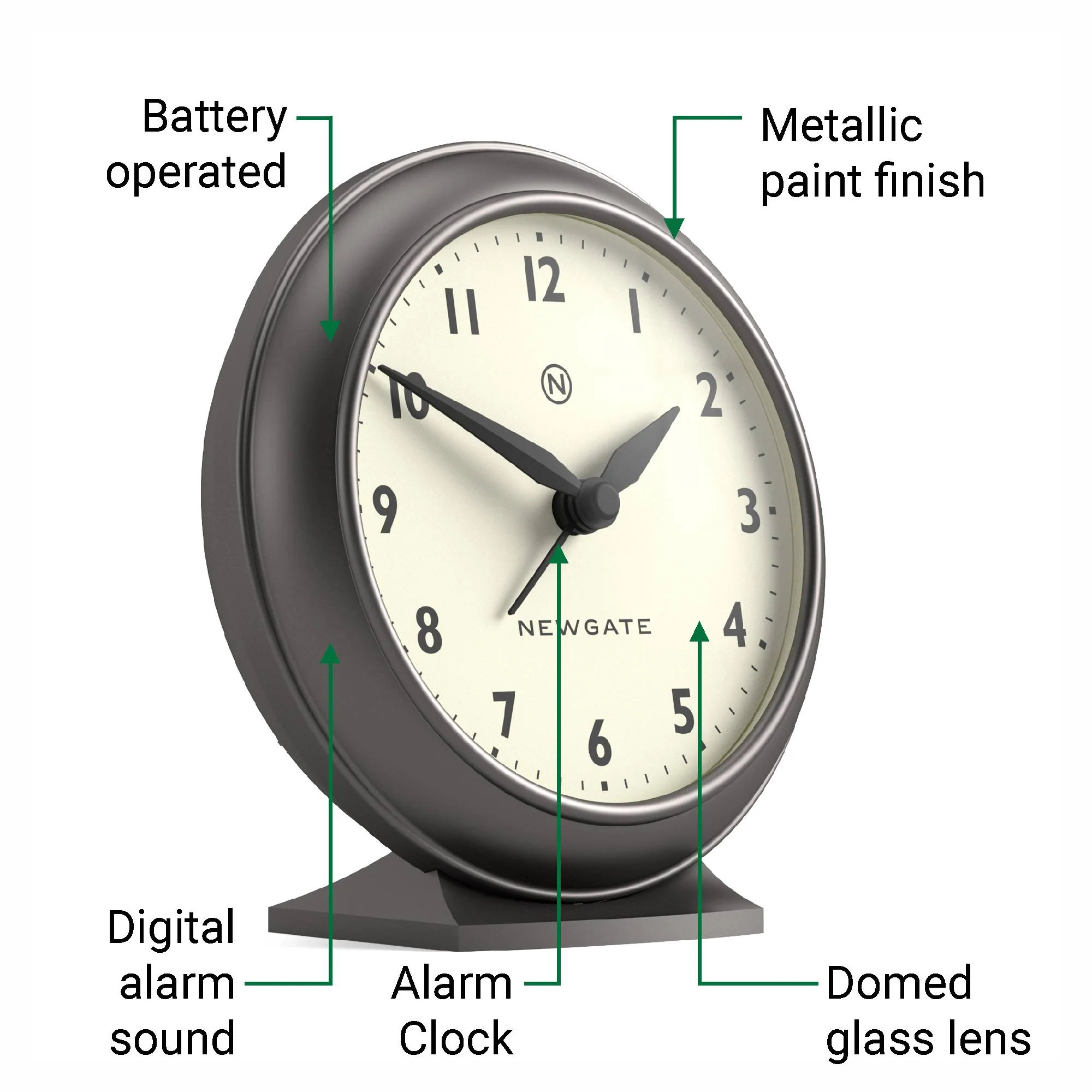 Newgate Pacific alarm clock in graphite - Image 6