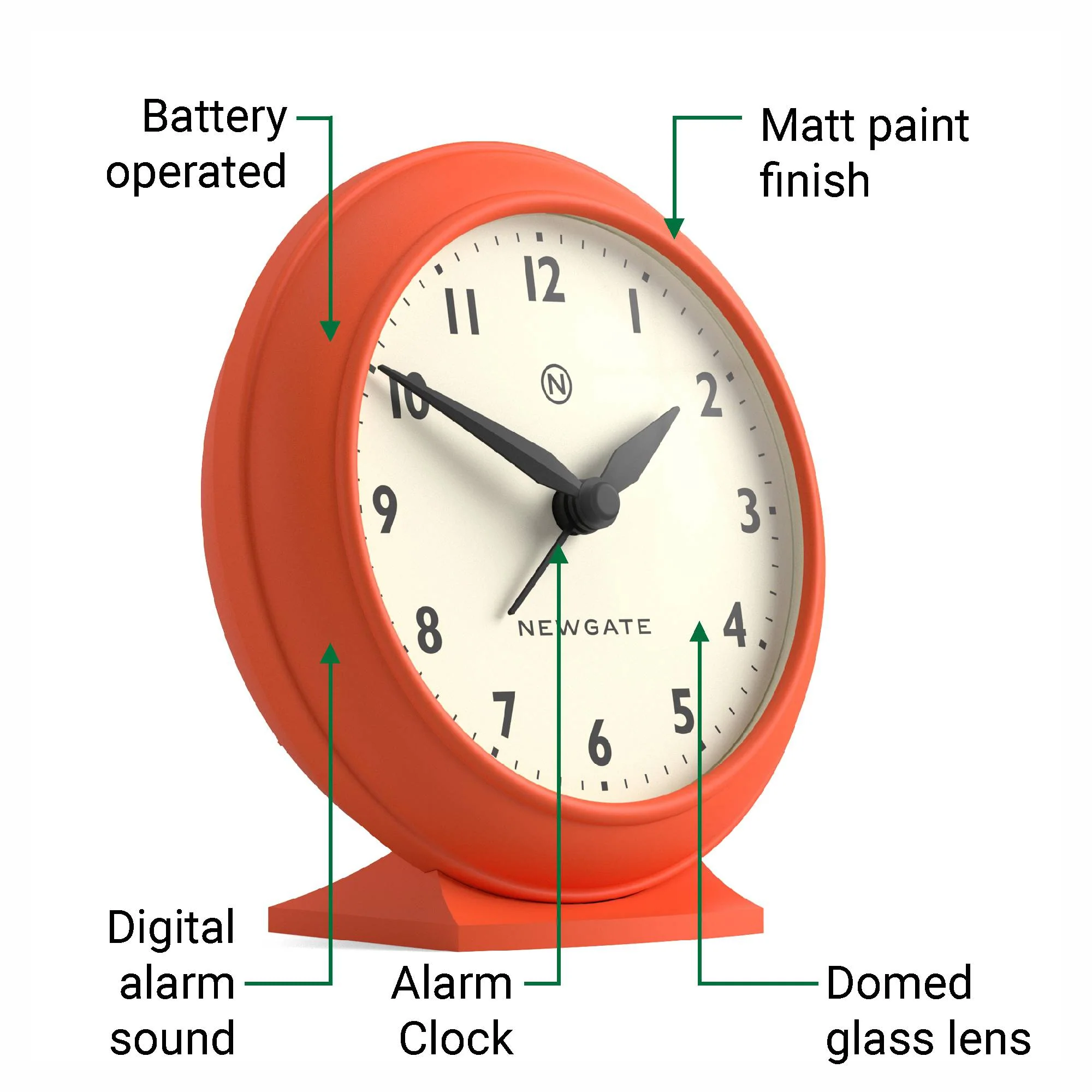 Newgate Pacific alarm clock in orange - Image 6