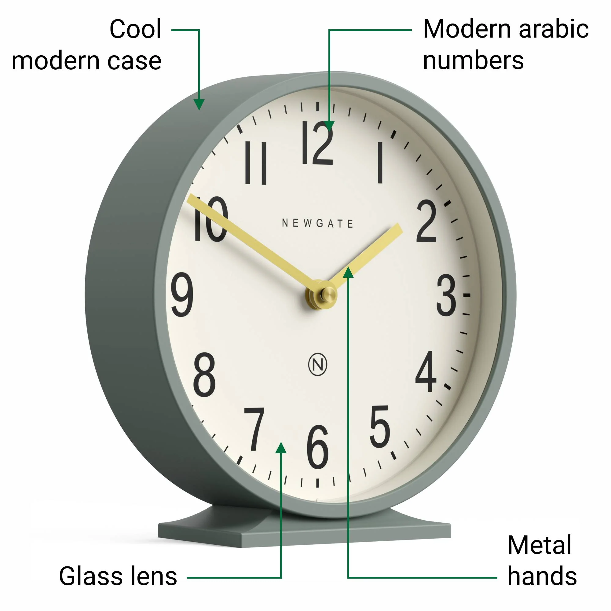 Newgate Q Mantel clock in asparagus green - Image 6