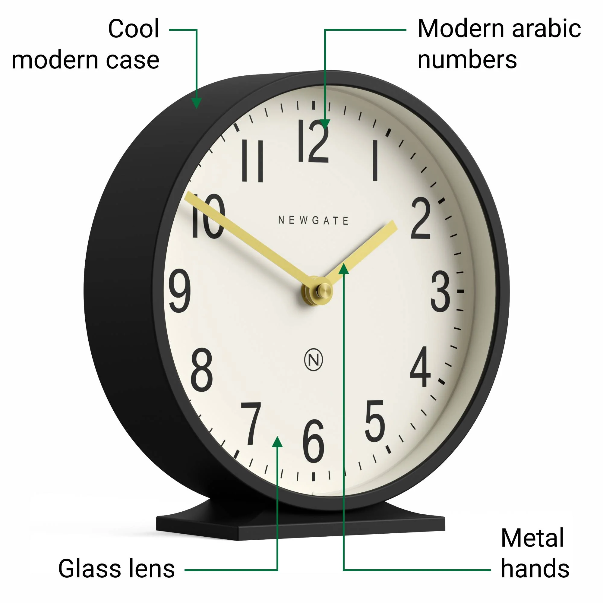 Newgate Q Mantel clock in black - Image 6