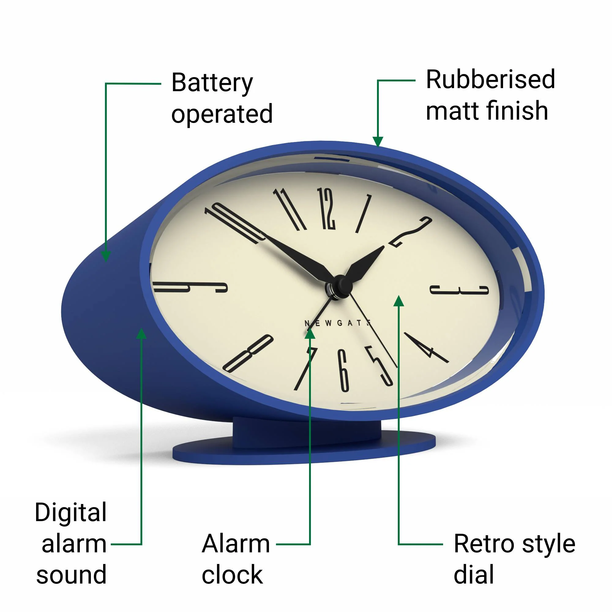 Newgate Ronnie alarm clock in blue - Image 6