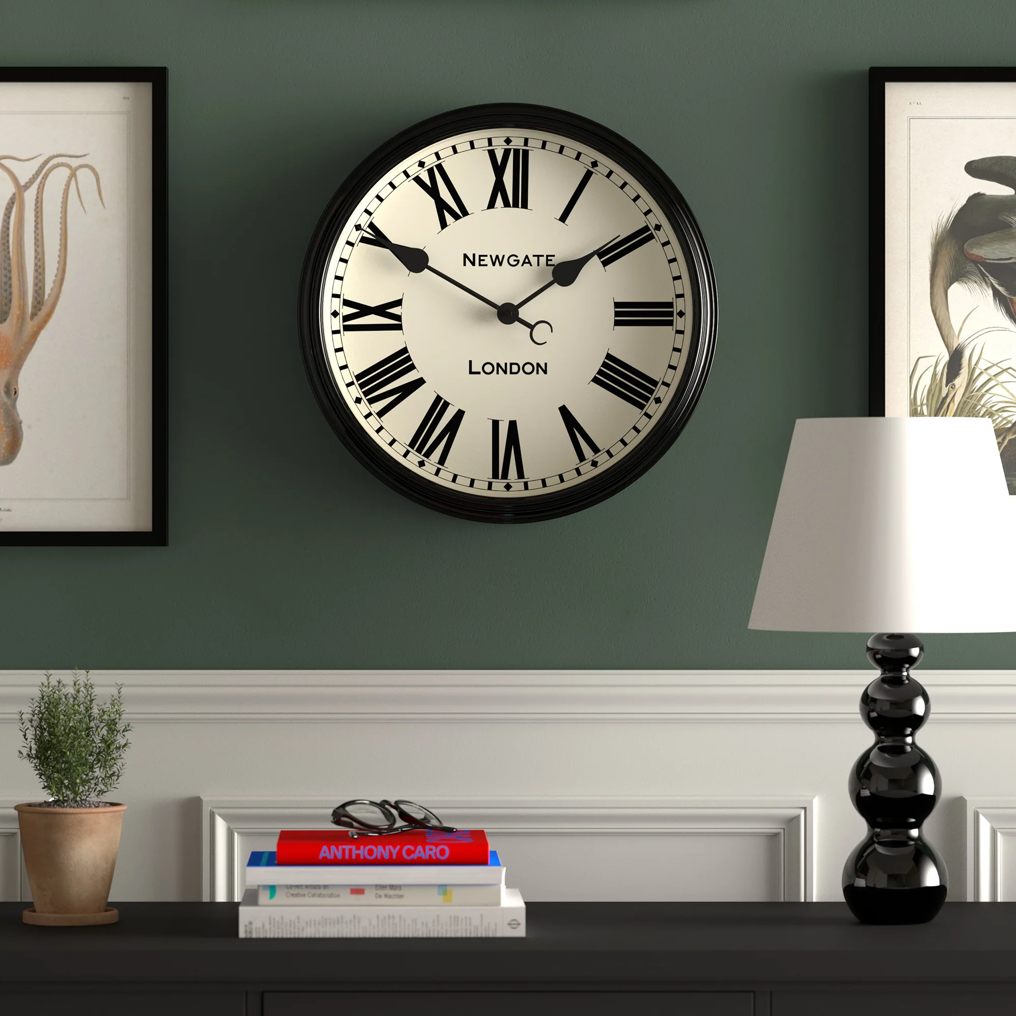 Newgate Spitalfields wall clock in gloss black - Image 3