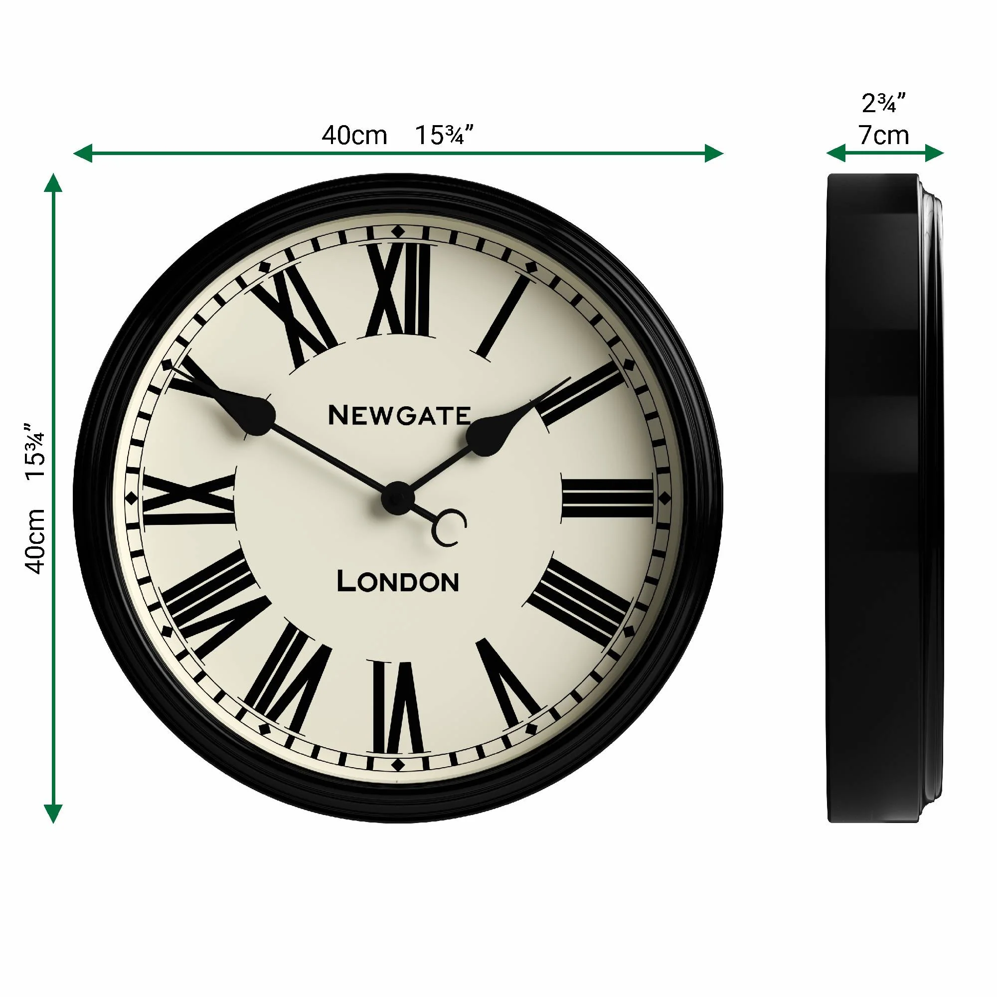 Newgate Spitalfields wall clock in gloss black - Image 4