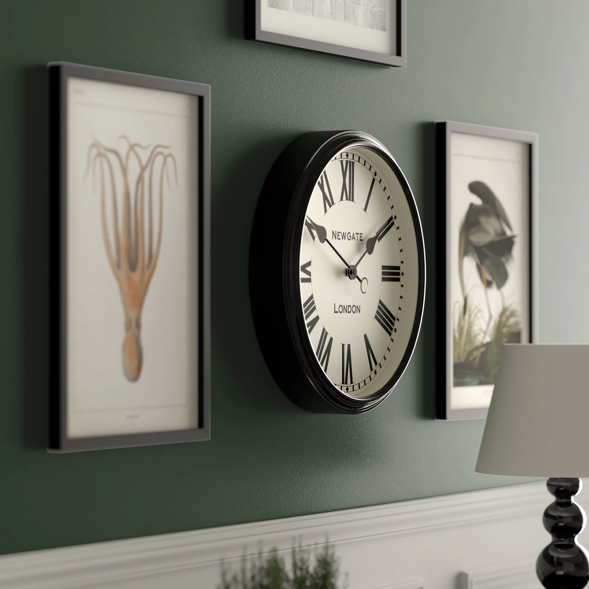 Newgate Spitalfields wall clock in gloss black - Image 5