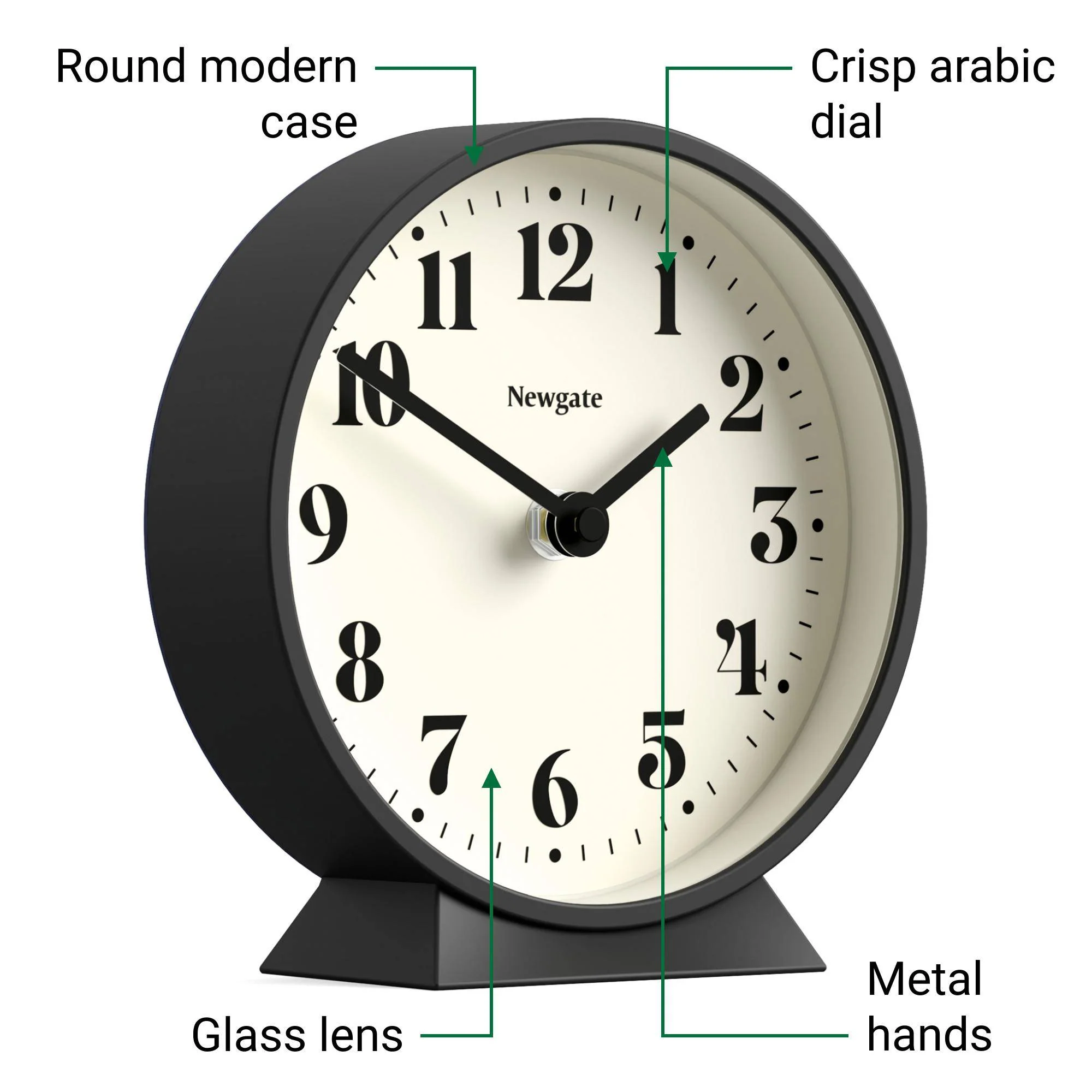 Newgate Theatre mantel clock in black - Image 6