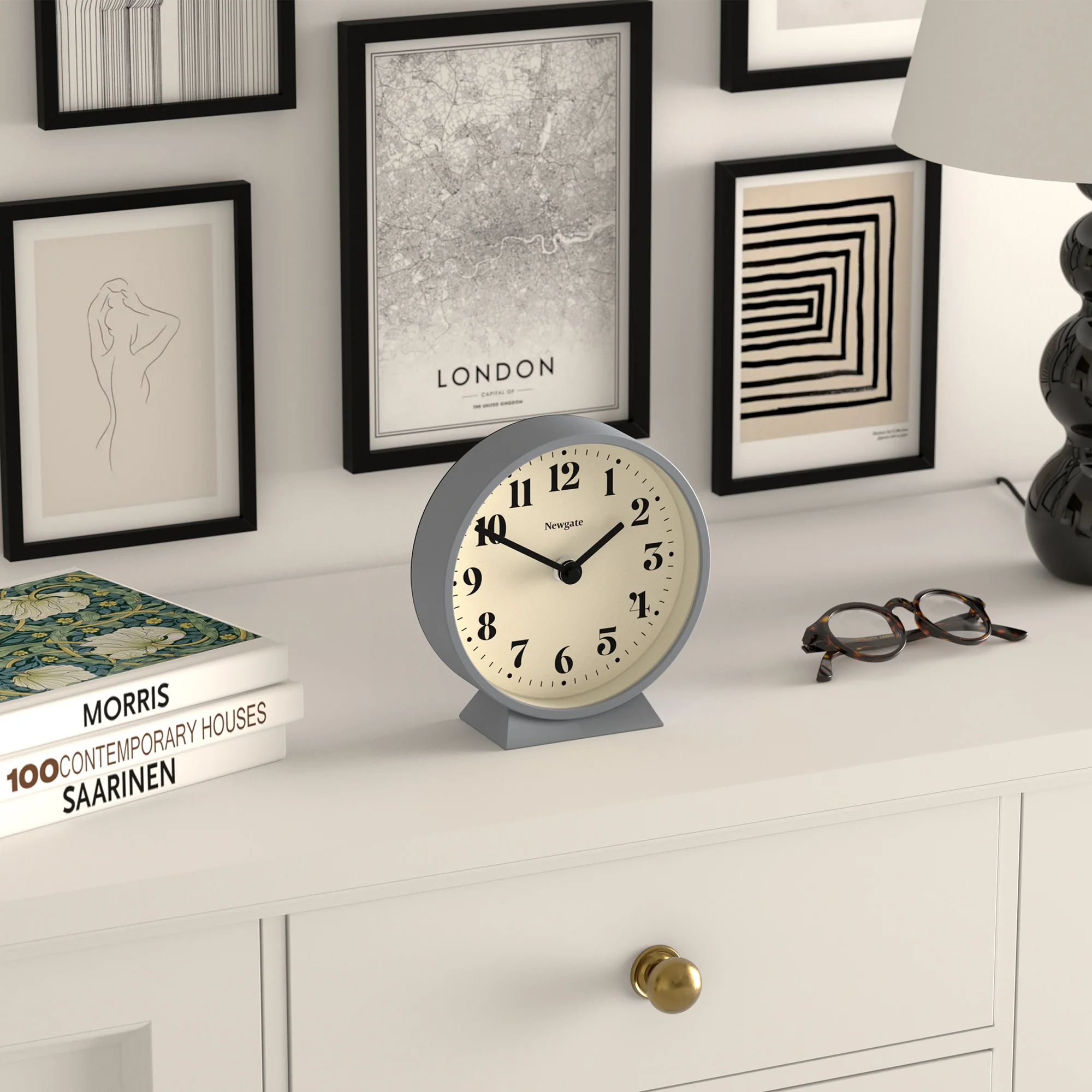 Newgate Theatre mantel clock in french navy - Image 5