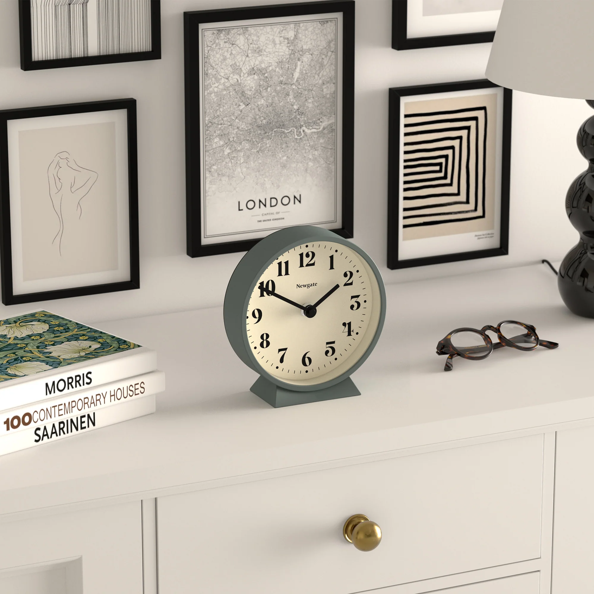 Newgate Theatre mantel clock in asparagus green - Image 5