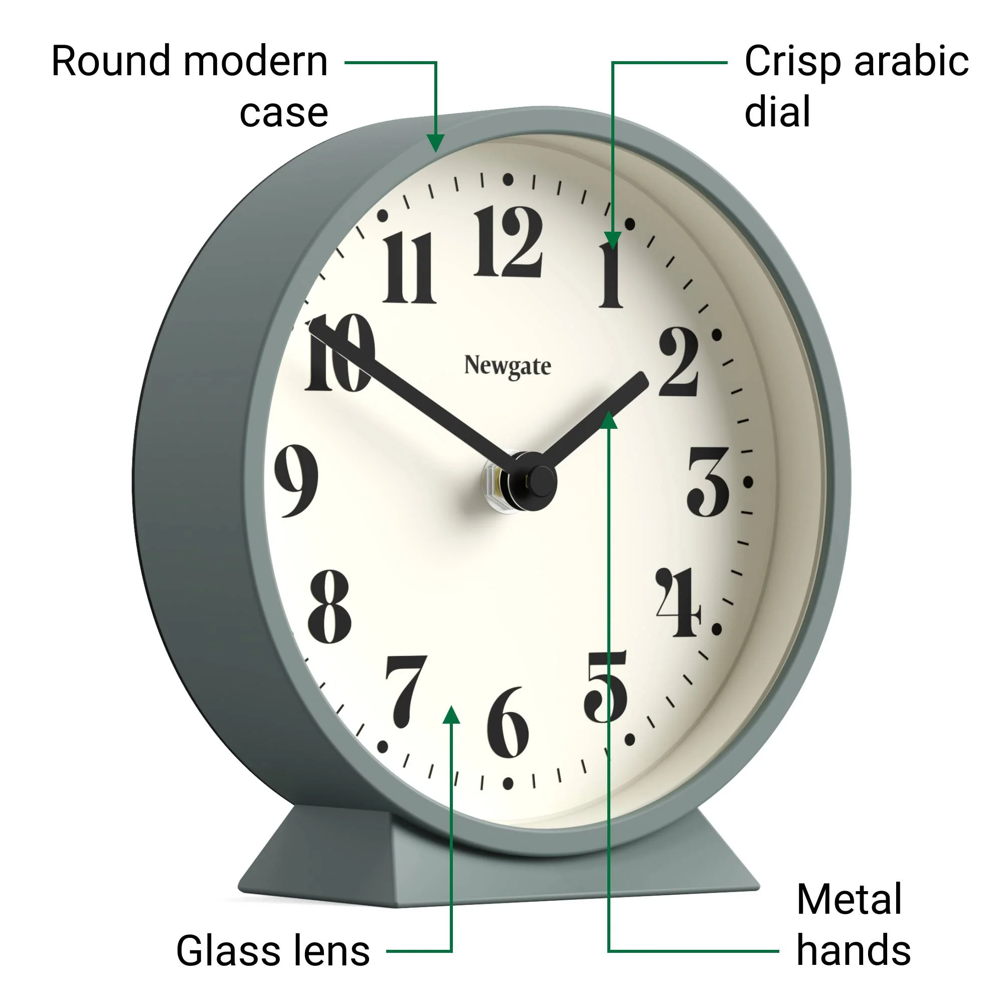 Newgate Theatre mantel clock in asparagus green - Image 6