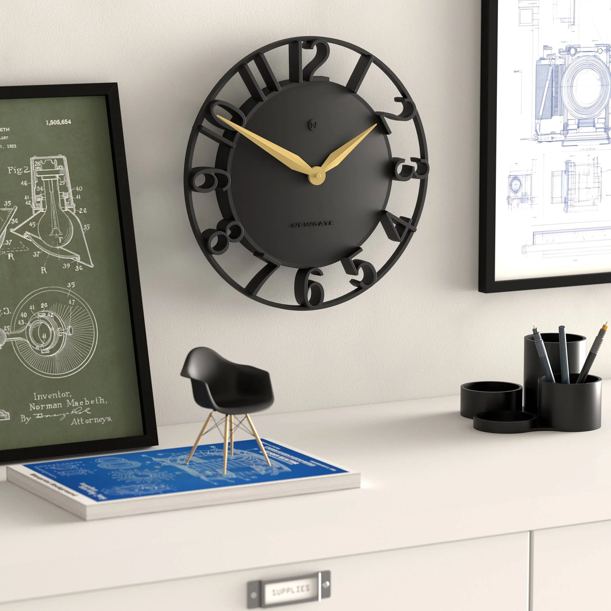 Newgate Time Traveller wall clock in black - Image 5