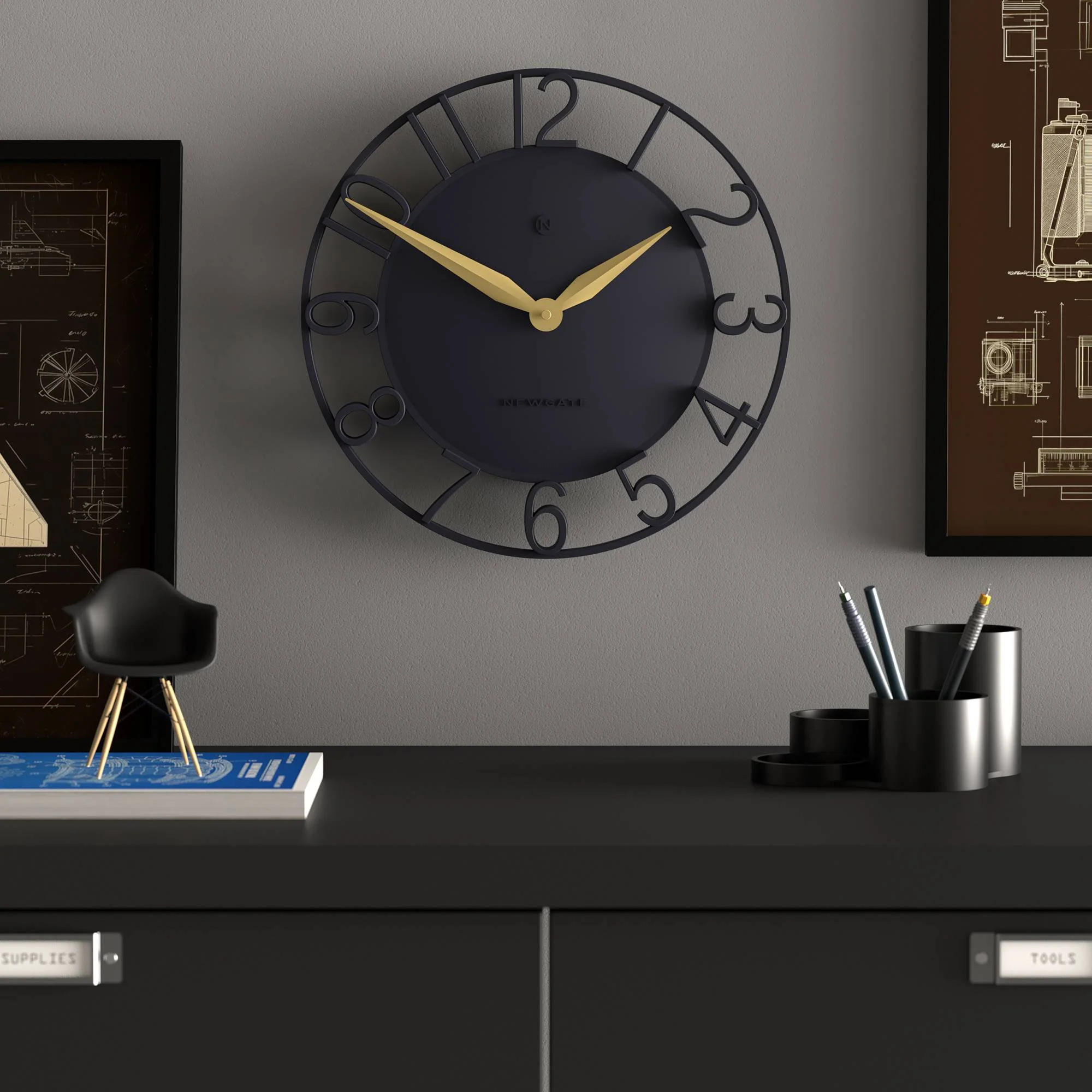 Newgate Time Traveller wall clock in petrol blue - Image 3