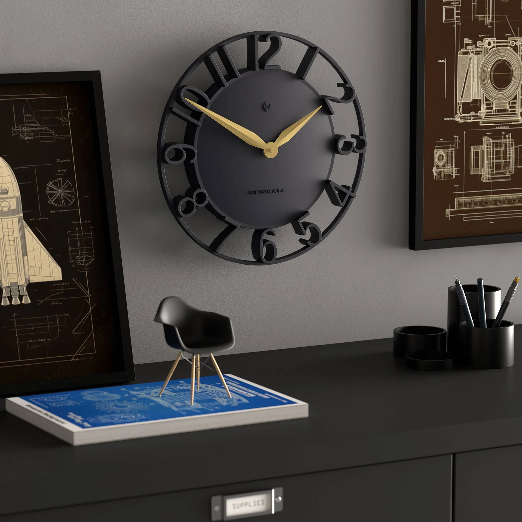 Newgate Time Traveller wall clock in petrol blue - Image 5