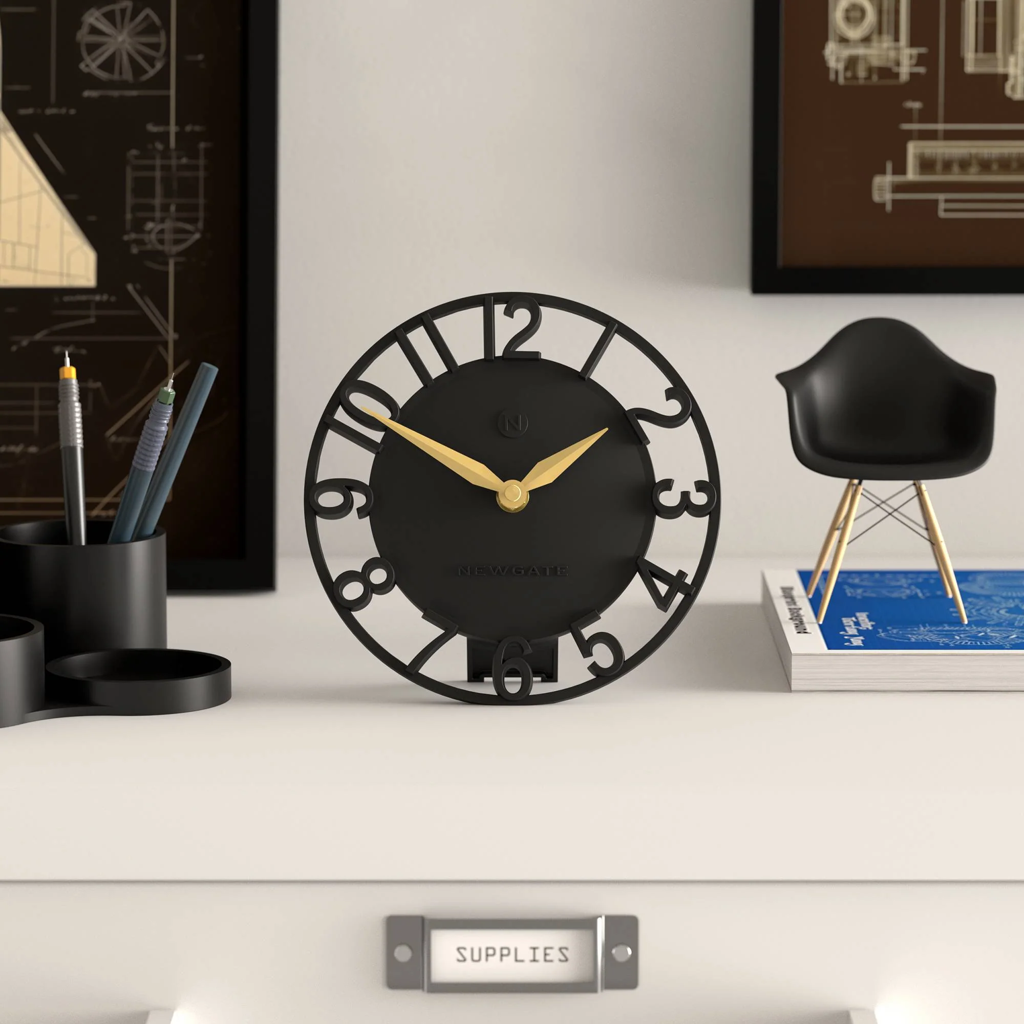 Newgate Timewarp mantel clock in black - Image 3