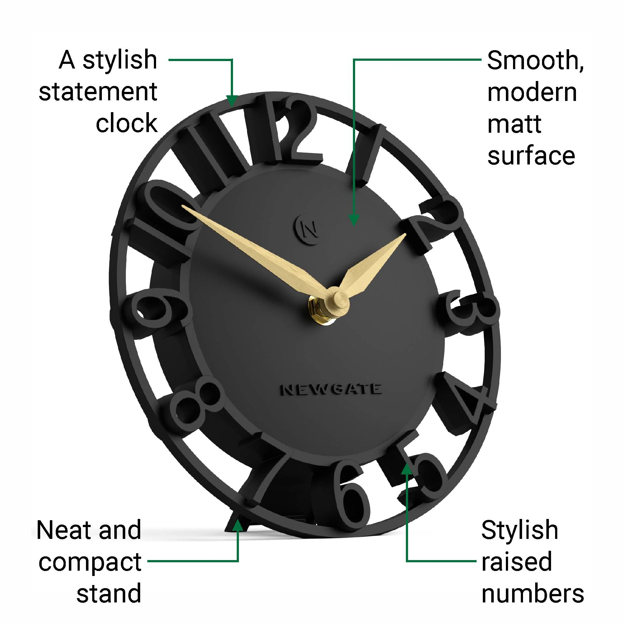 Newgate Timewarp mantel clock in black - Image 6