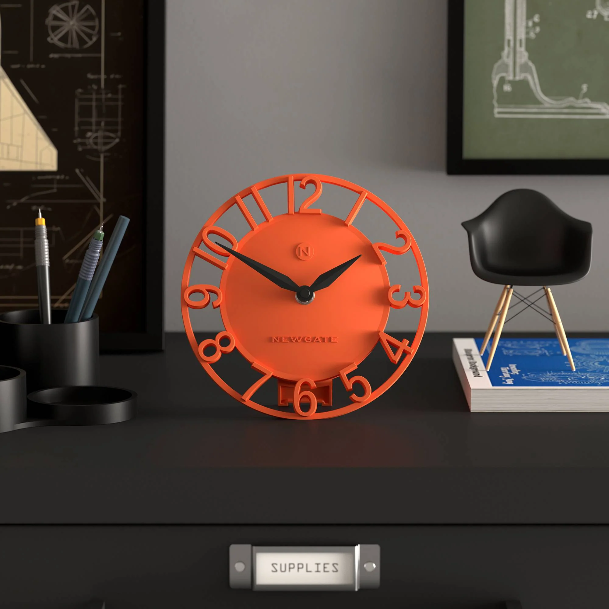 Newgate Timewarp mantel clock in orange - Image 3