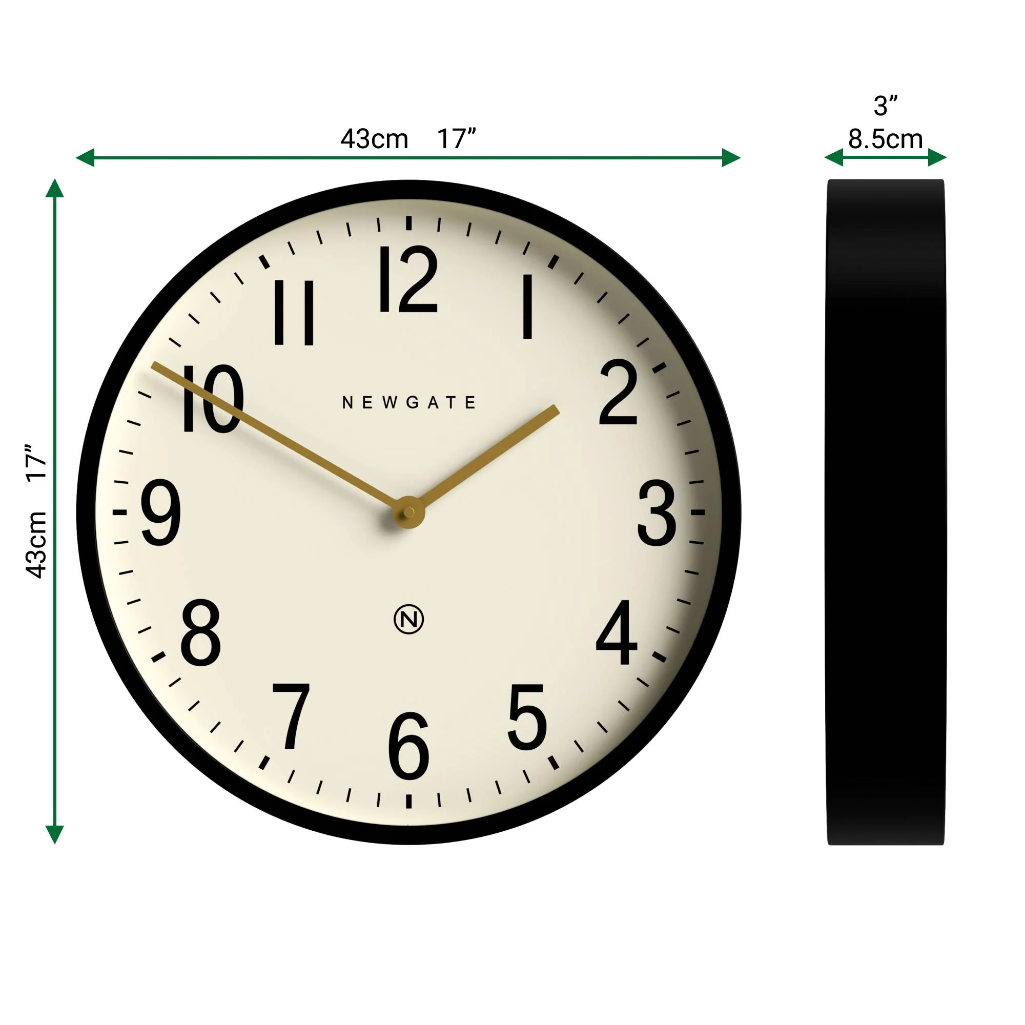 Newgate Universal arabic wall clock in black - Image 4