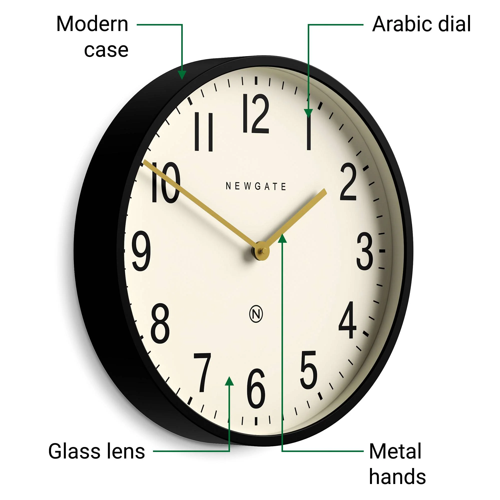 Newgate Universal arabic wall clock in black - Image 6