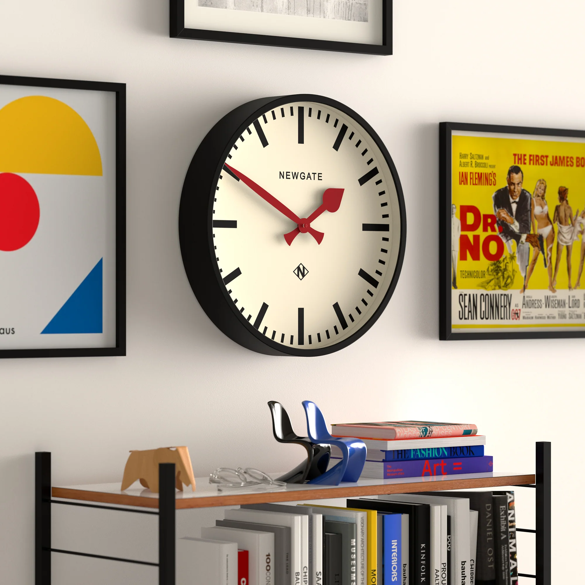 Newgate Universal railway wall clock in black - Image 5