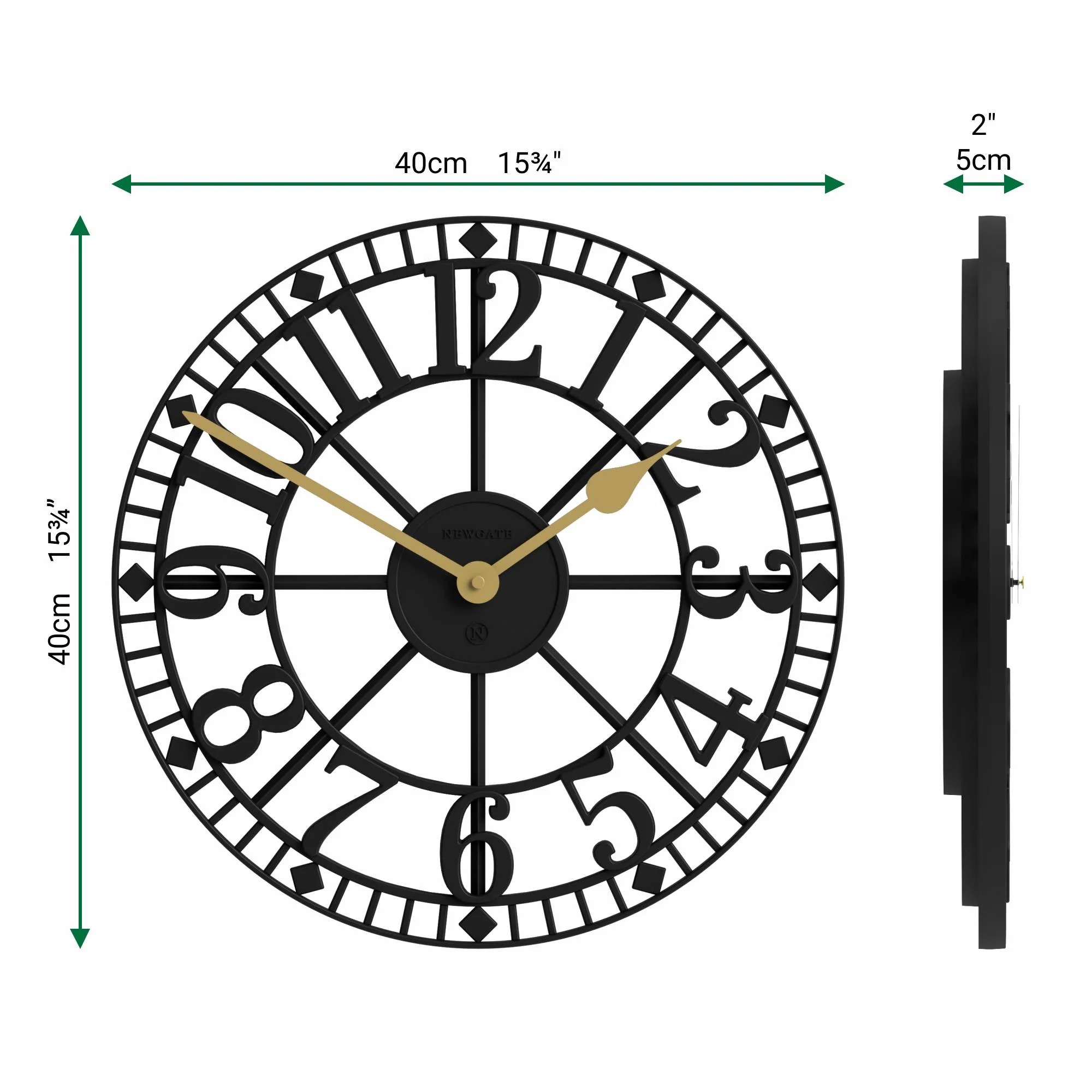 Newgate Warehouse wall clock in black - Image 4