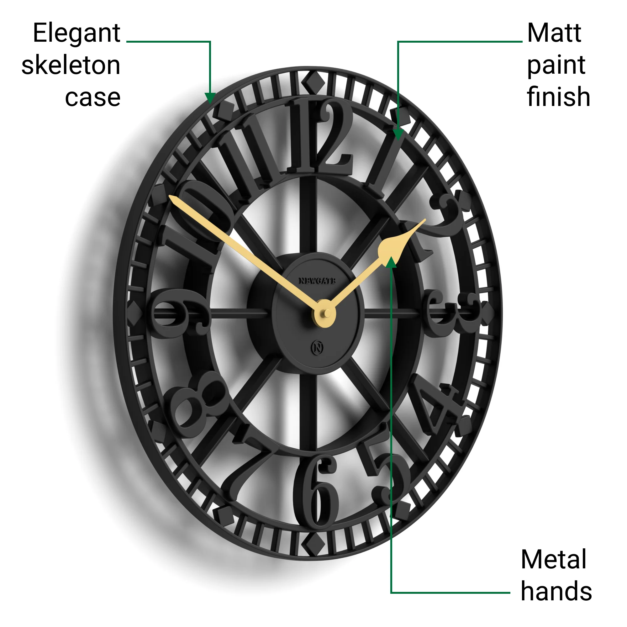Newgate Warehouse wall clock in black - Image 6