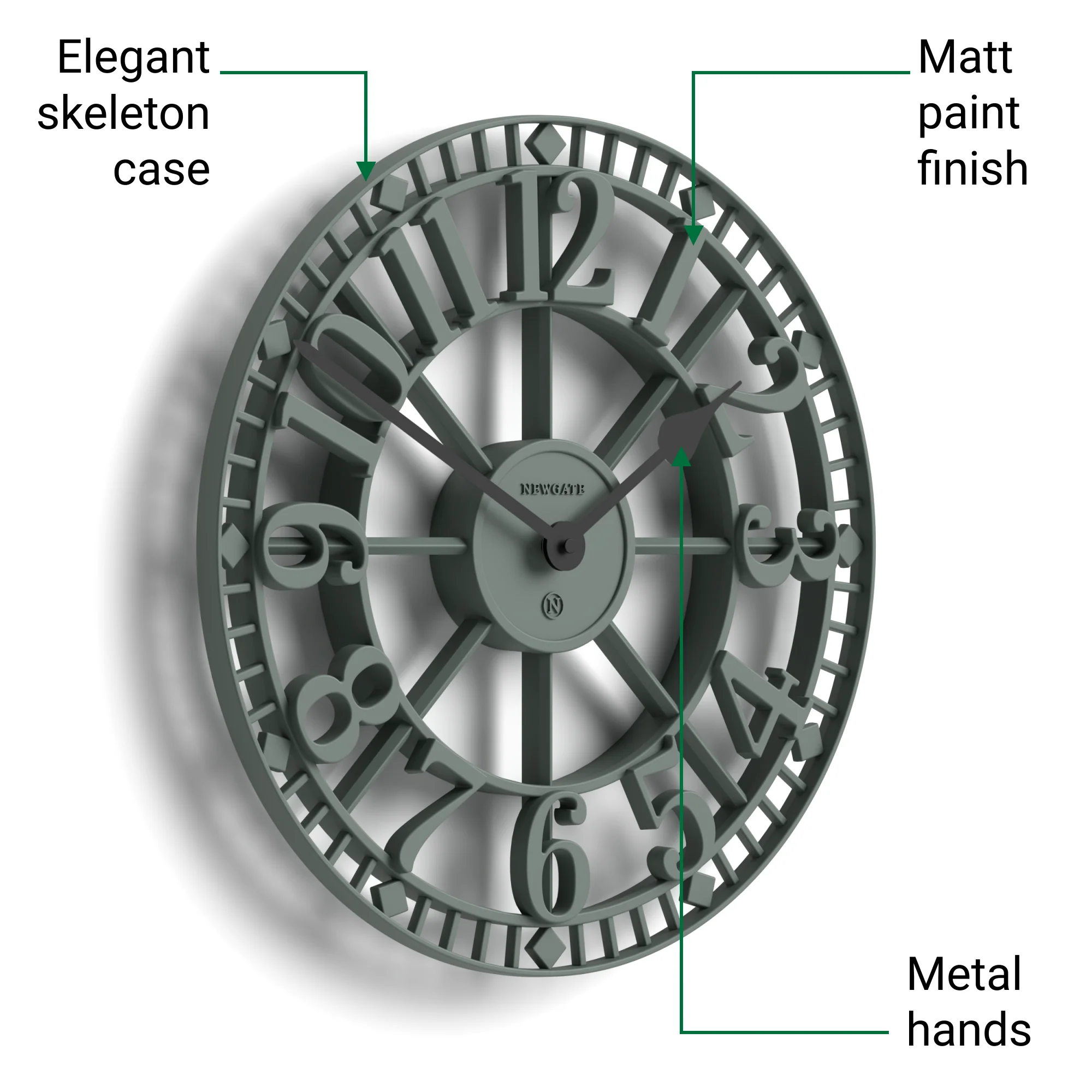Newgate Warehouse wall clock in asparagus green - Image 6