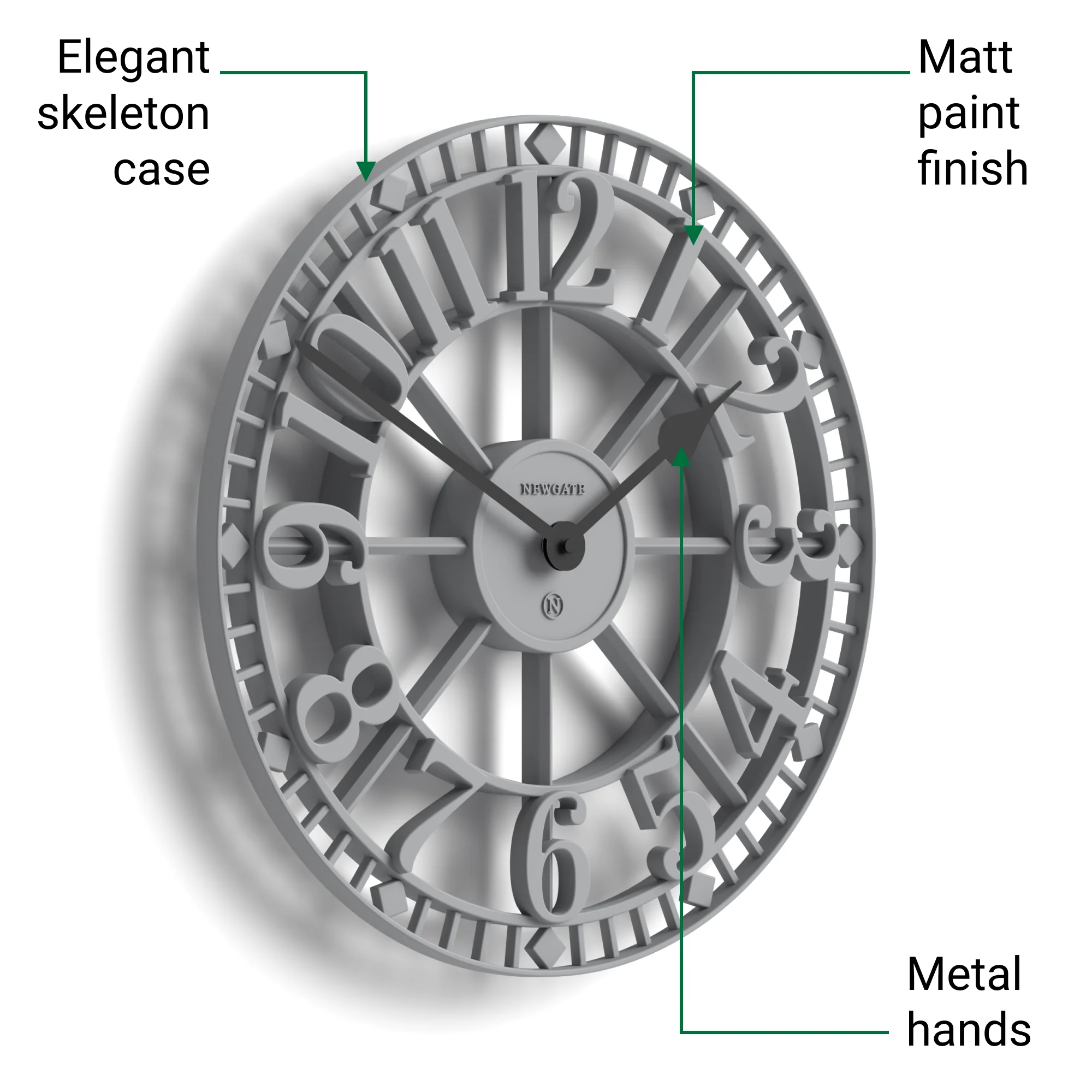 Newgate Warehouse wall clock in grey - Image 6