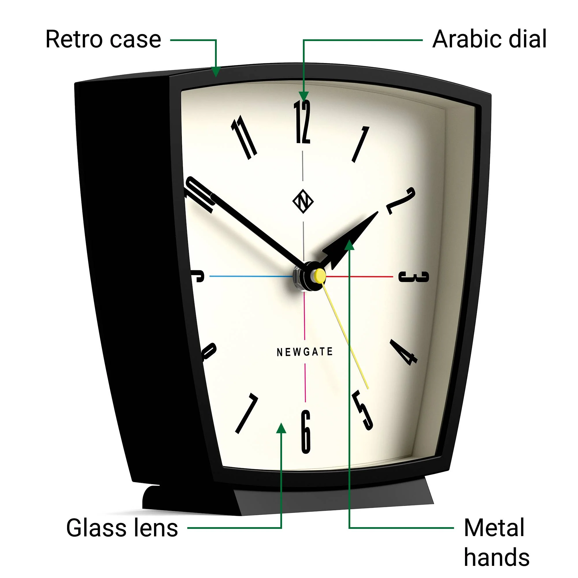 Newgate Odyssey mantel clock in black - Image 6