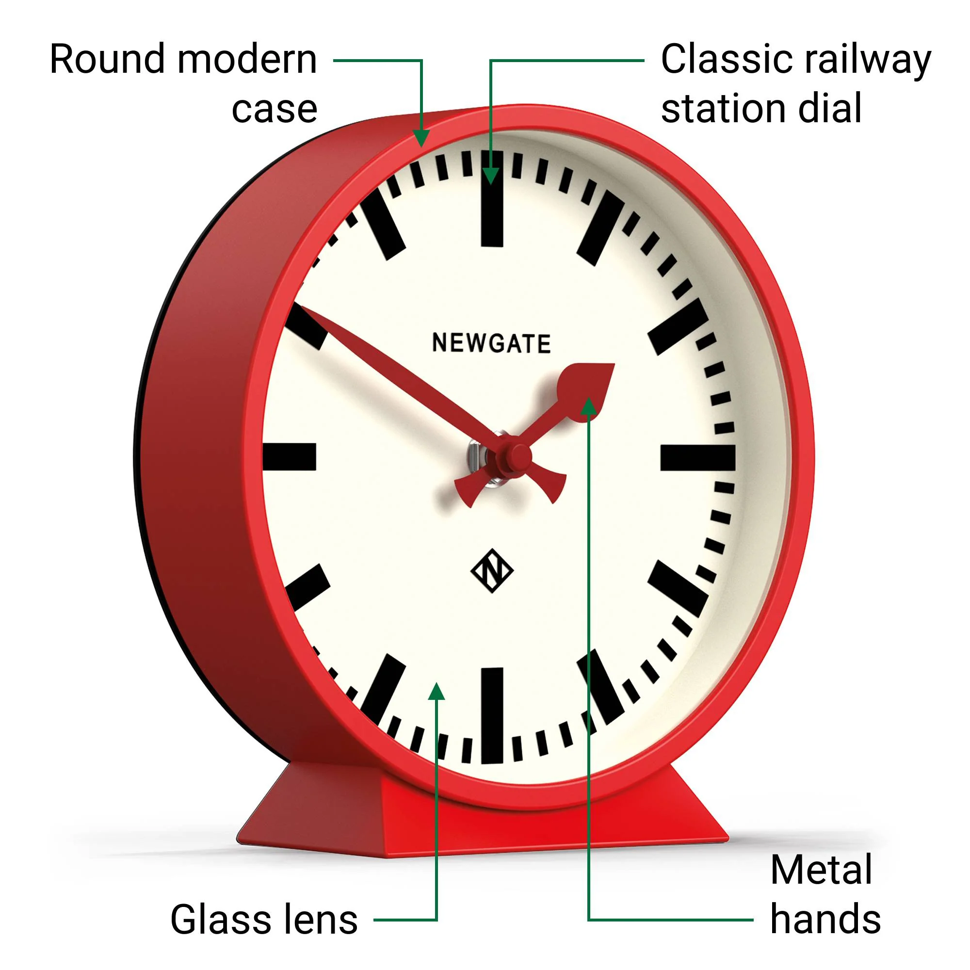 Newgate M Mantel Railway clock in red - Image 6