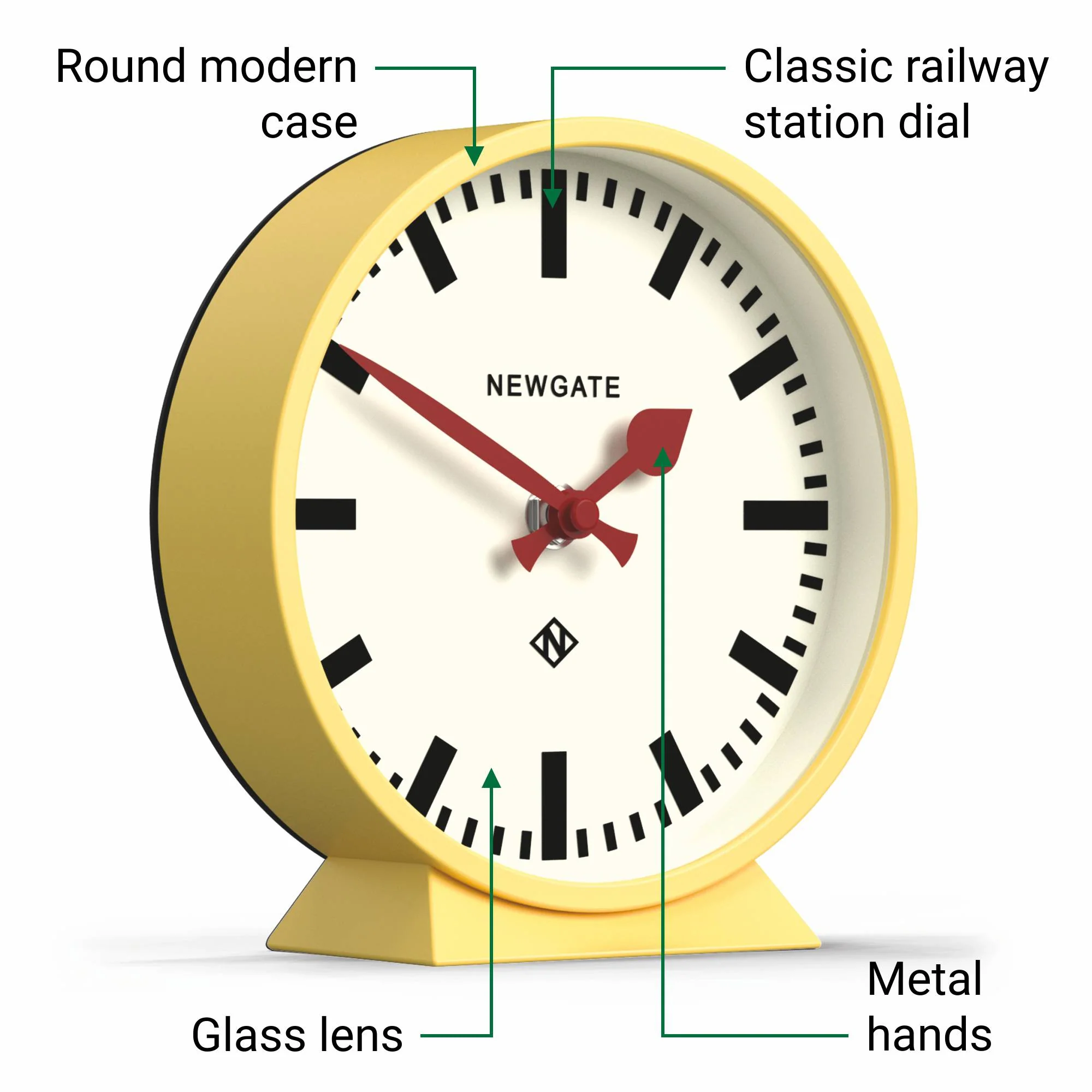 Newgate M Mantel Railway clock in yellow - Image 6