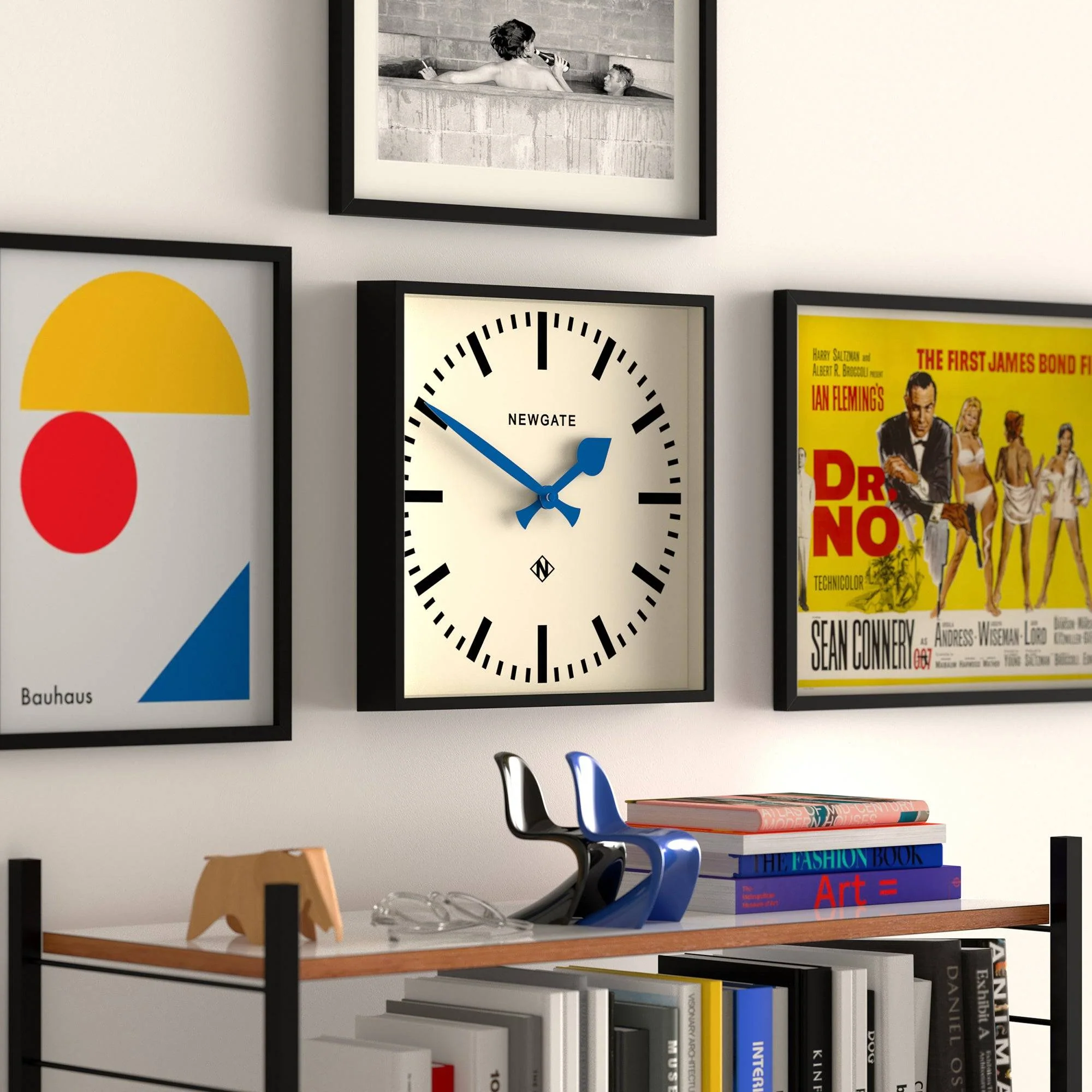 Newgate Number Five Railway wall clock in black and blue - Image 5