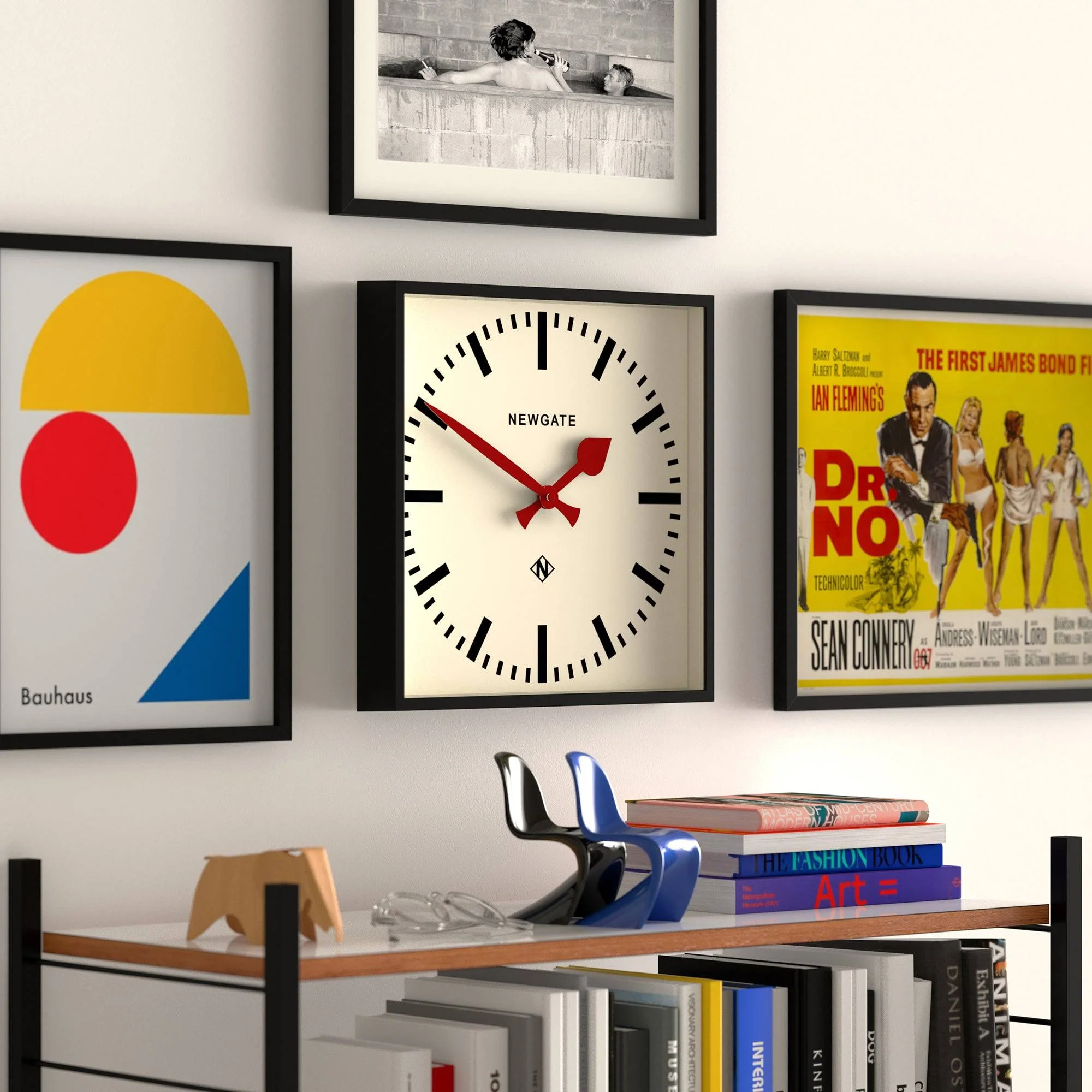 Newgate Number Five Railway wall clock in black and red - Image 5