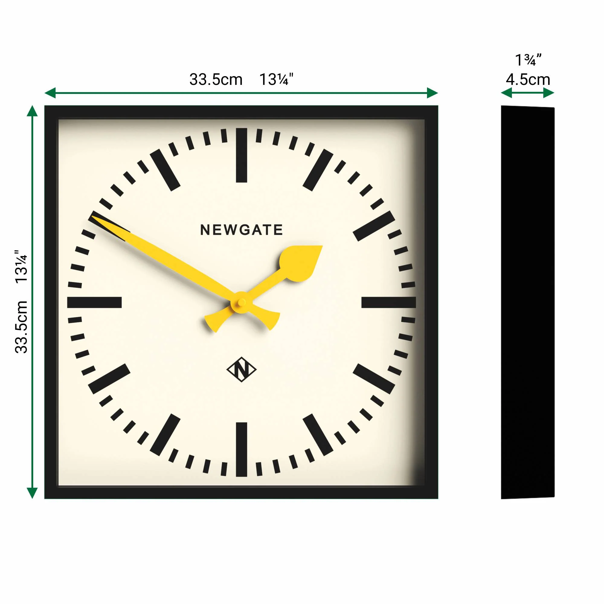 Newgate Number Five Railway wall clock in black and yellow - Image 4