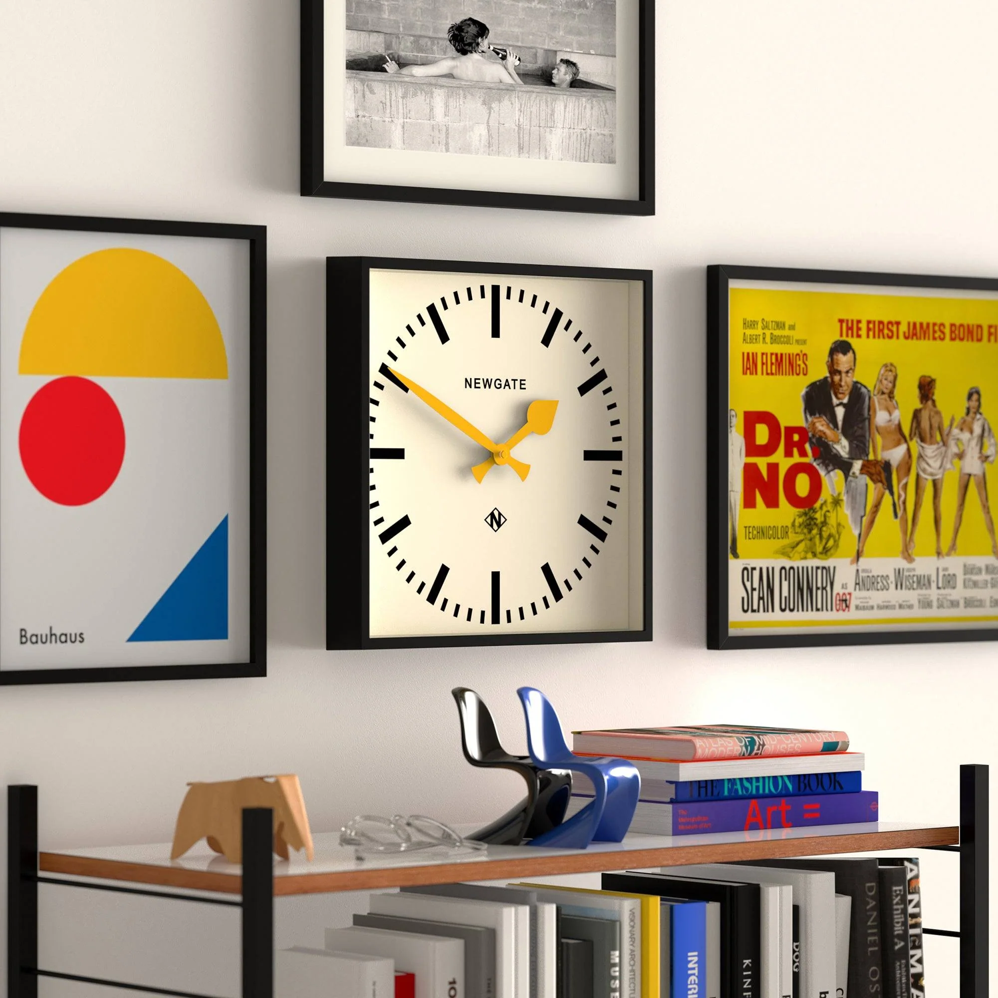 Newgate Number Five Railway wall clock in black and yellow - Image 5