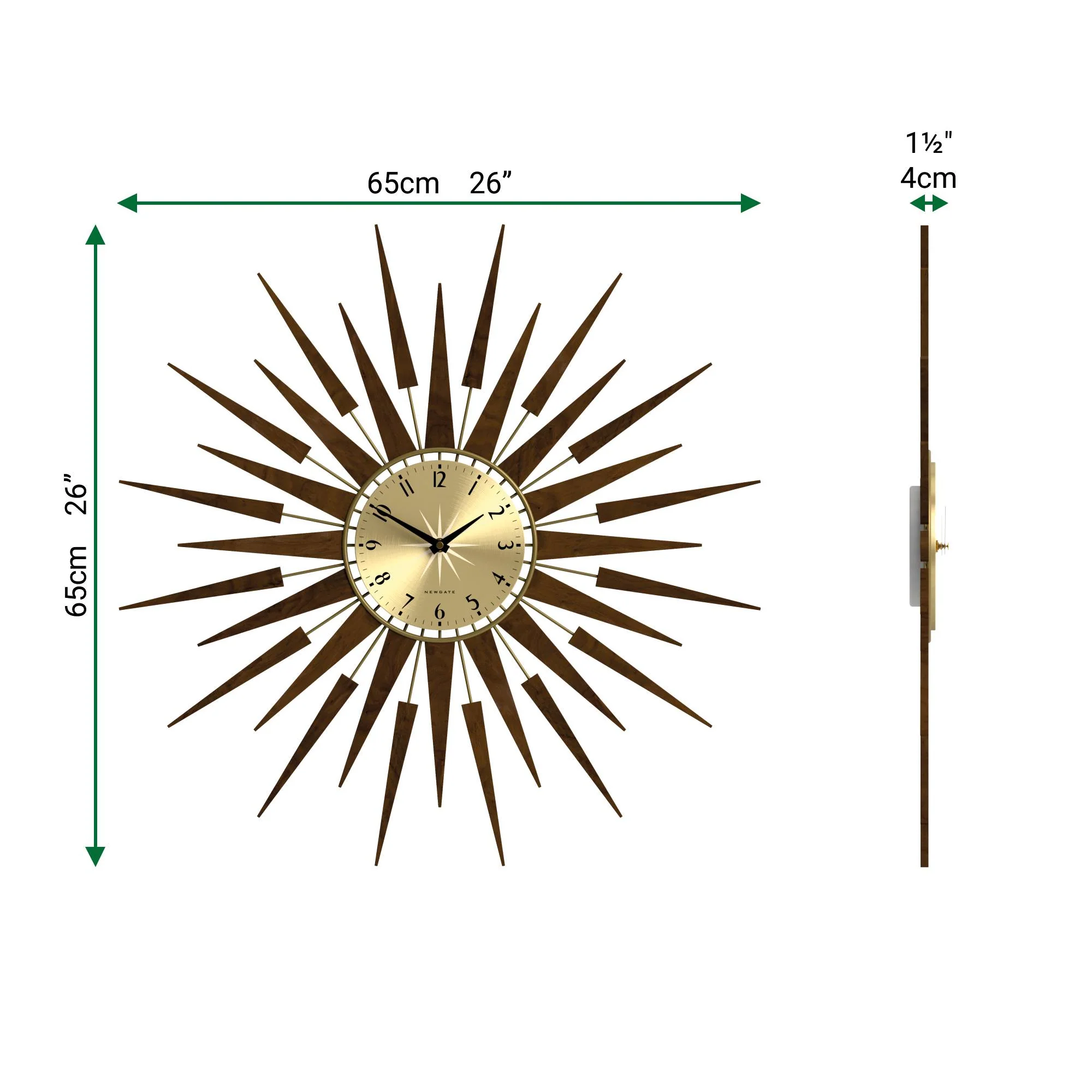 Newgate Pluto wall clock in dark wood - Image 5